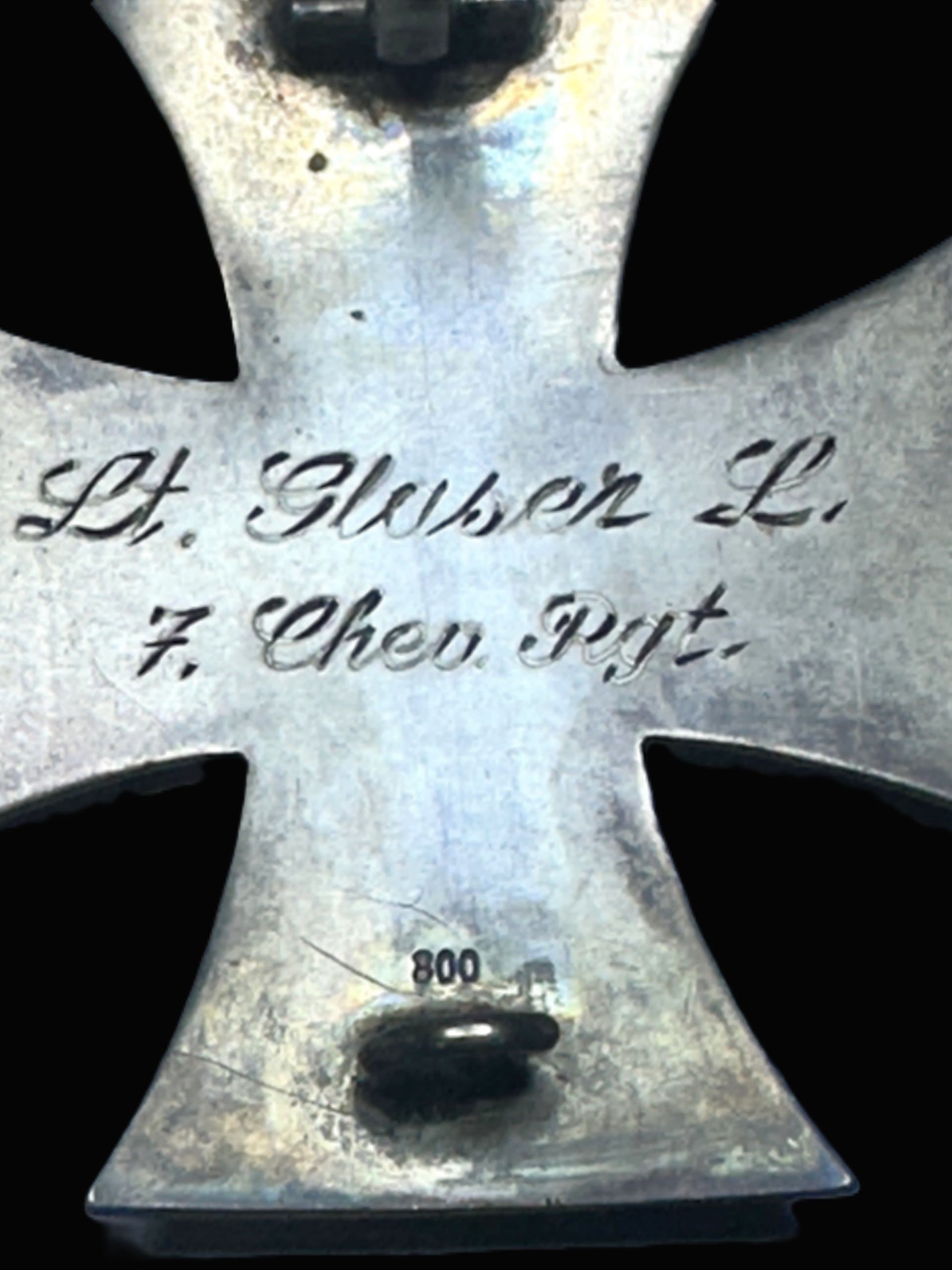Iron Cross 1st Class 1914 Silver 800 Named KIA Bavarian Chevaulegers Officer
