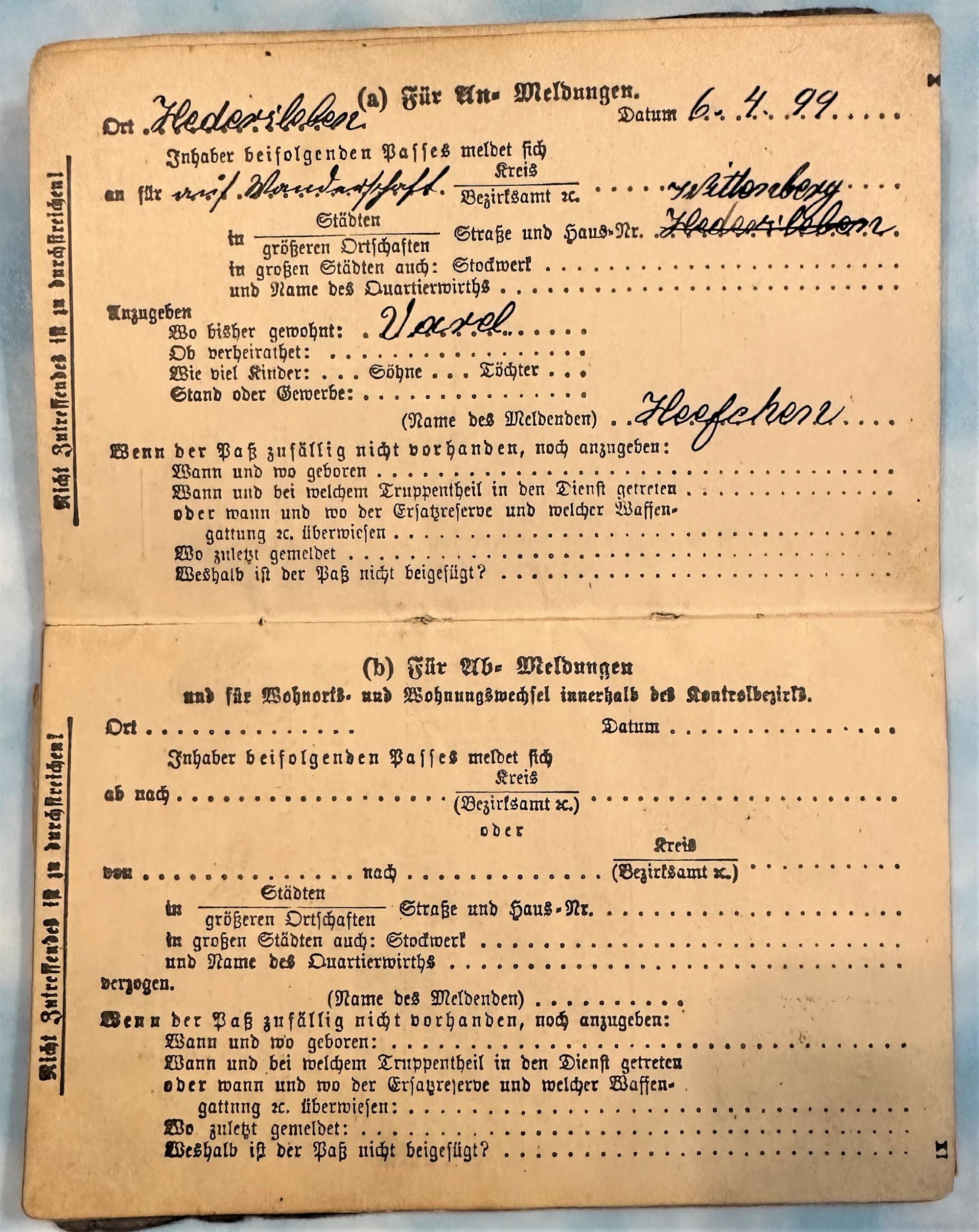 MILITÄRPAß - Unterofficer Heefehen from Halberstadt, Prussia (1895) - Derrittmeister Militaria Group