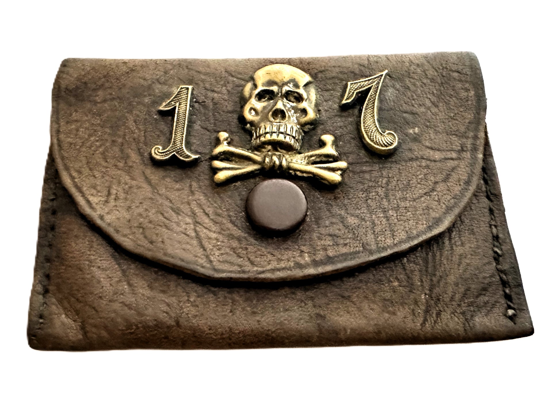 Historical Military Memorabilia: 17th Division Totenkopf Leather Coin Purse