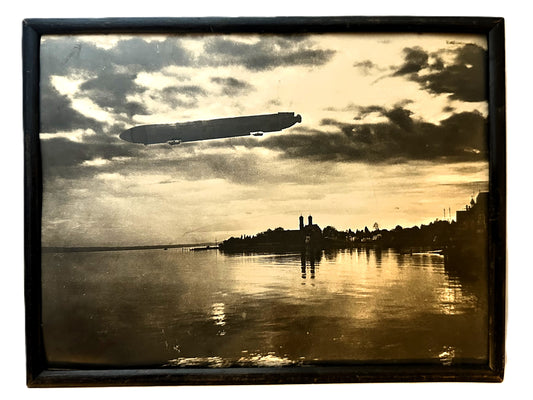 Framed Photograph of Zeppelin Over Friedrichshafen