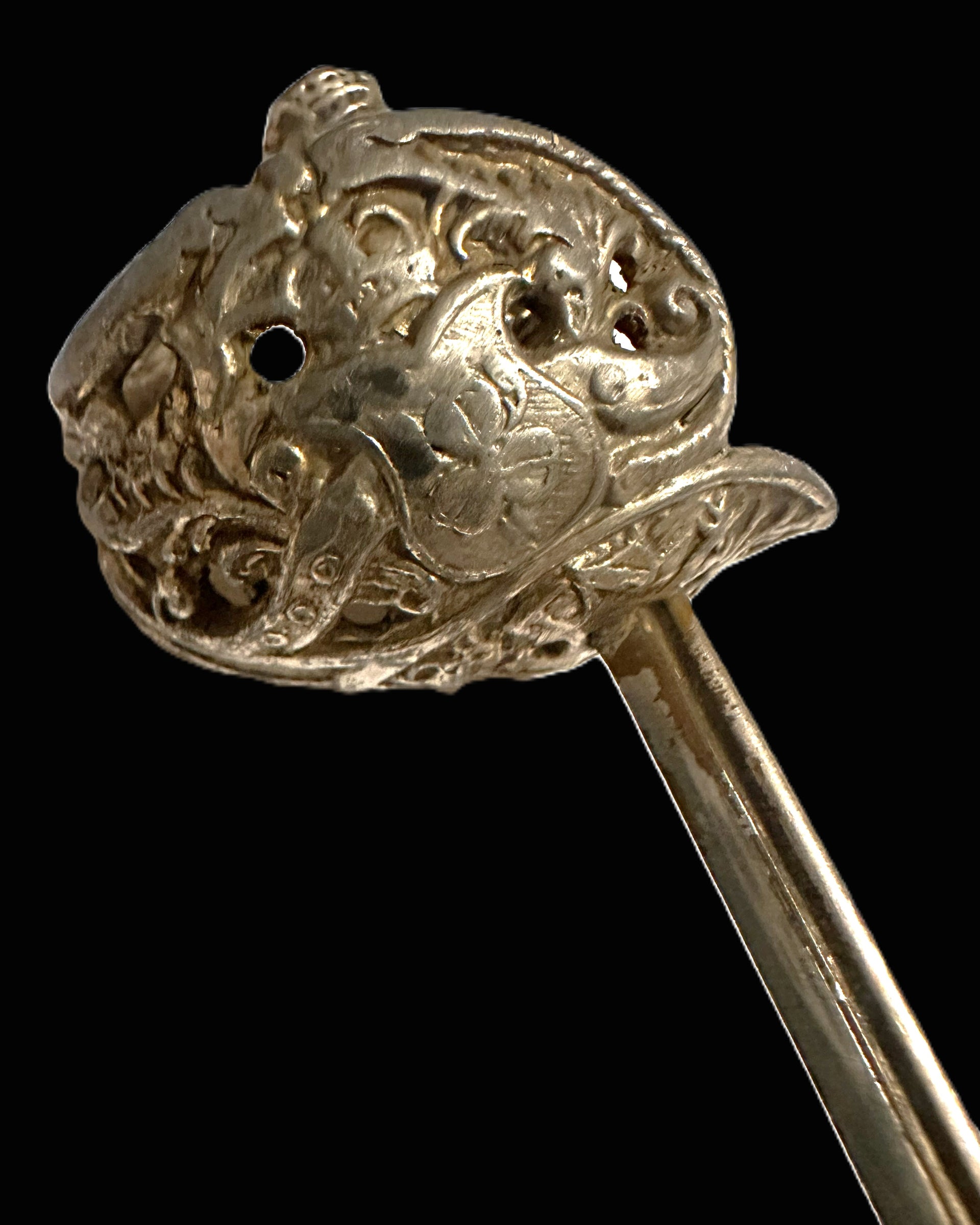 Silvered Miniature Cavalry Sabre Letter Opener with Pierced Basket Hilt (8.5 Inches)