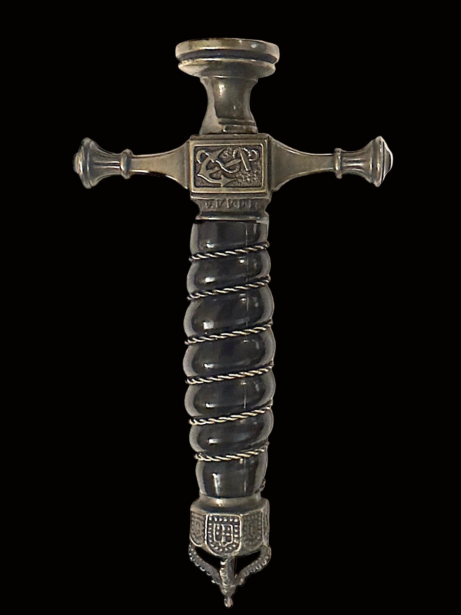 Imperial German Navy Officer Dagger Form Wax Desk Seal Fouled Anchor Crown HF