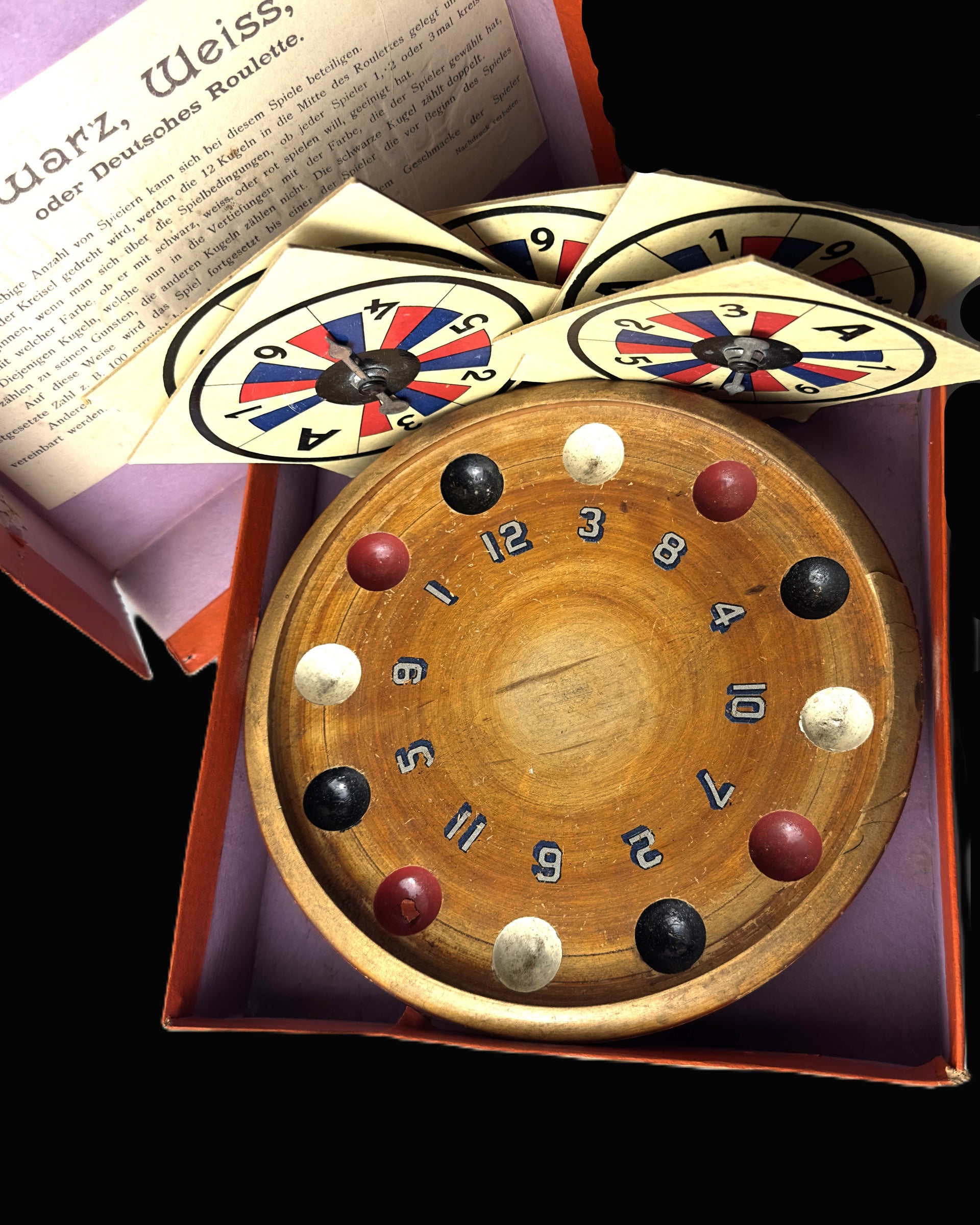 Imperial German Schwarz Weiss Rot Boxed Roulette Game by J. W. Spear