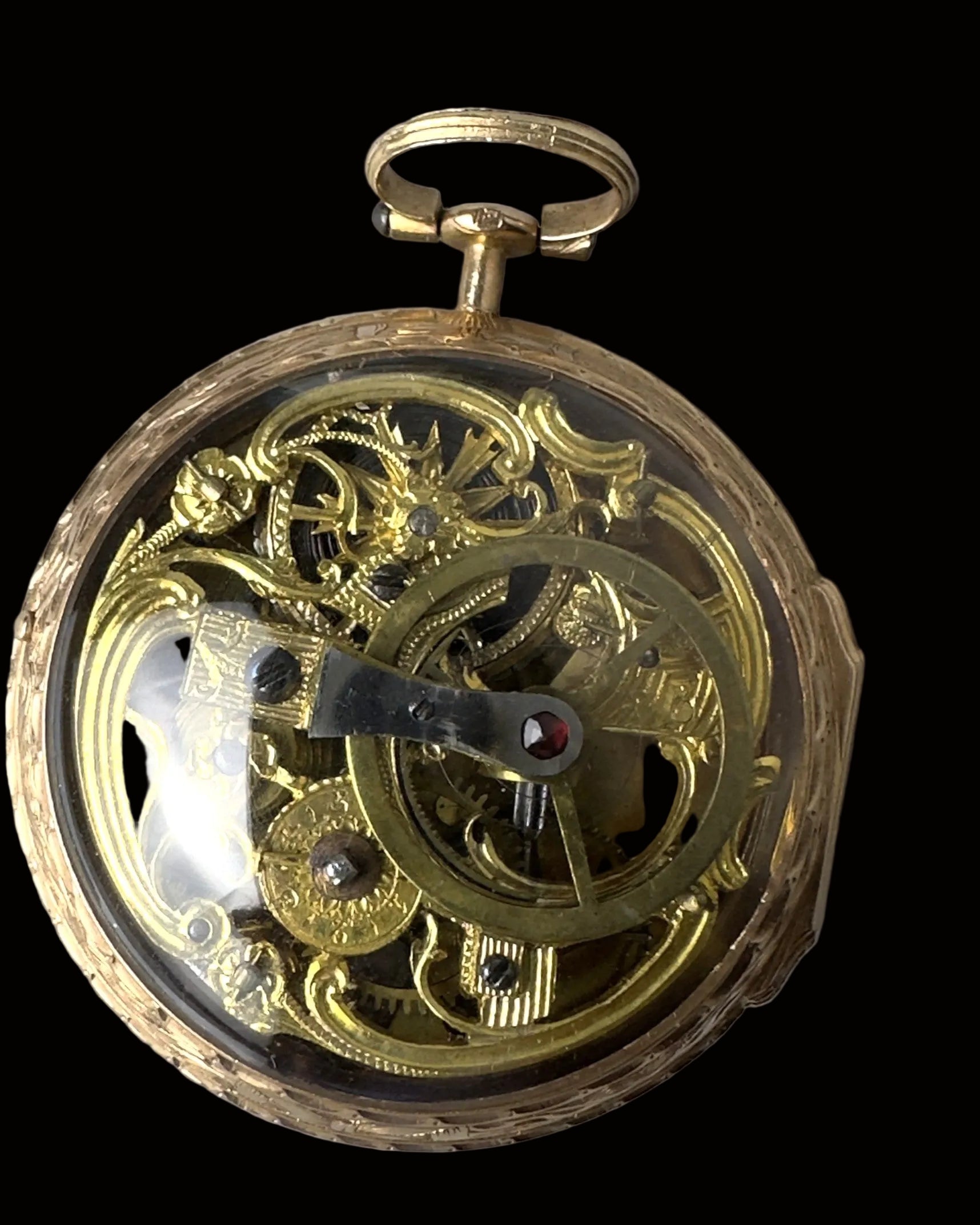 Late 18th Century Continental Gilt Verge Fusee Pocket Watch With Key