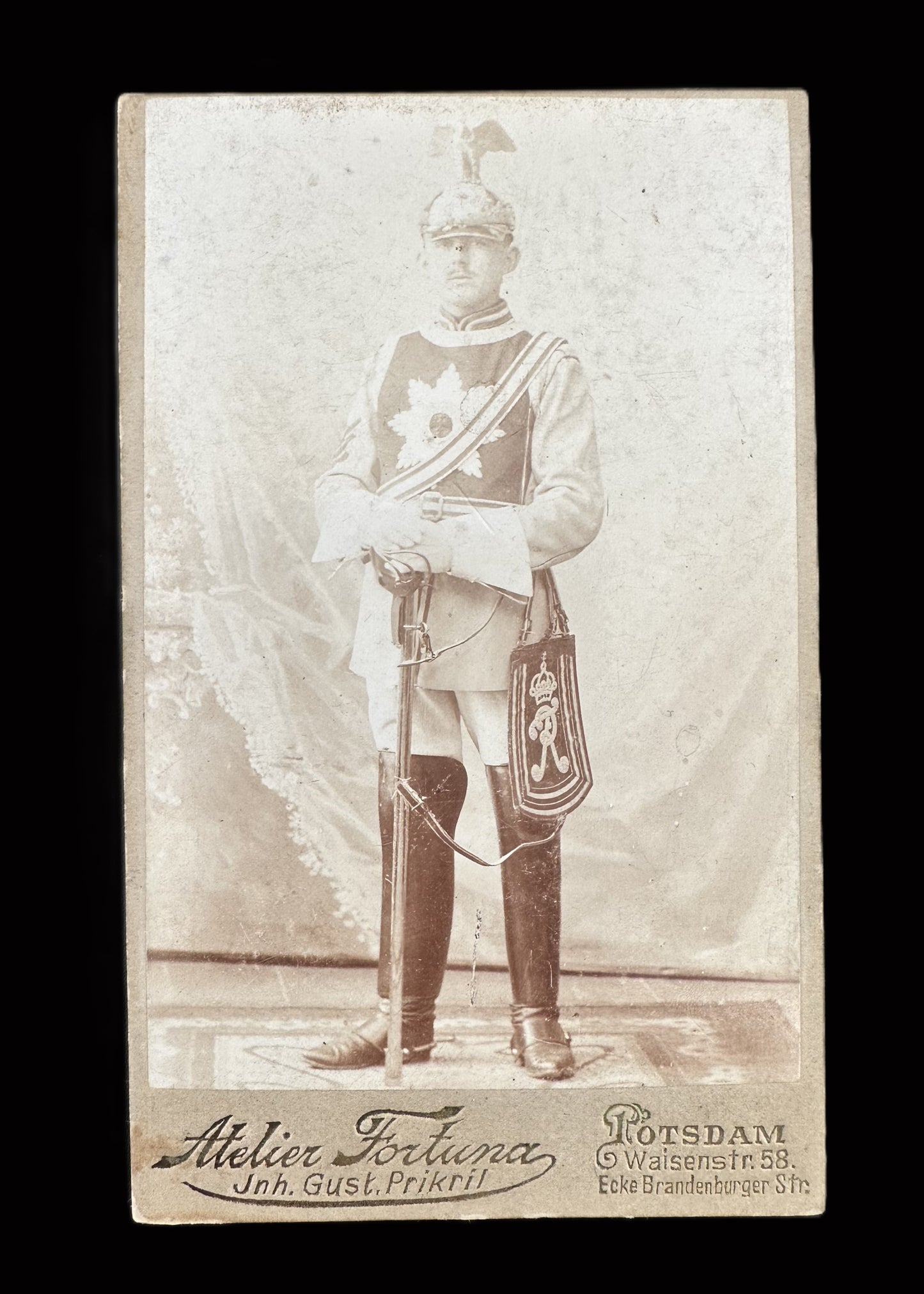 Cabinet Card Photograph of a Soldier in Full Dress Uniform