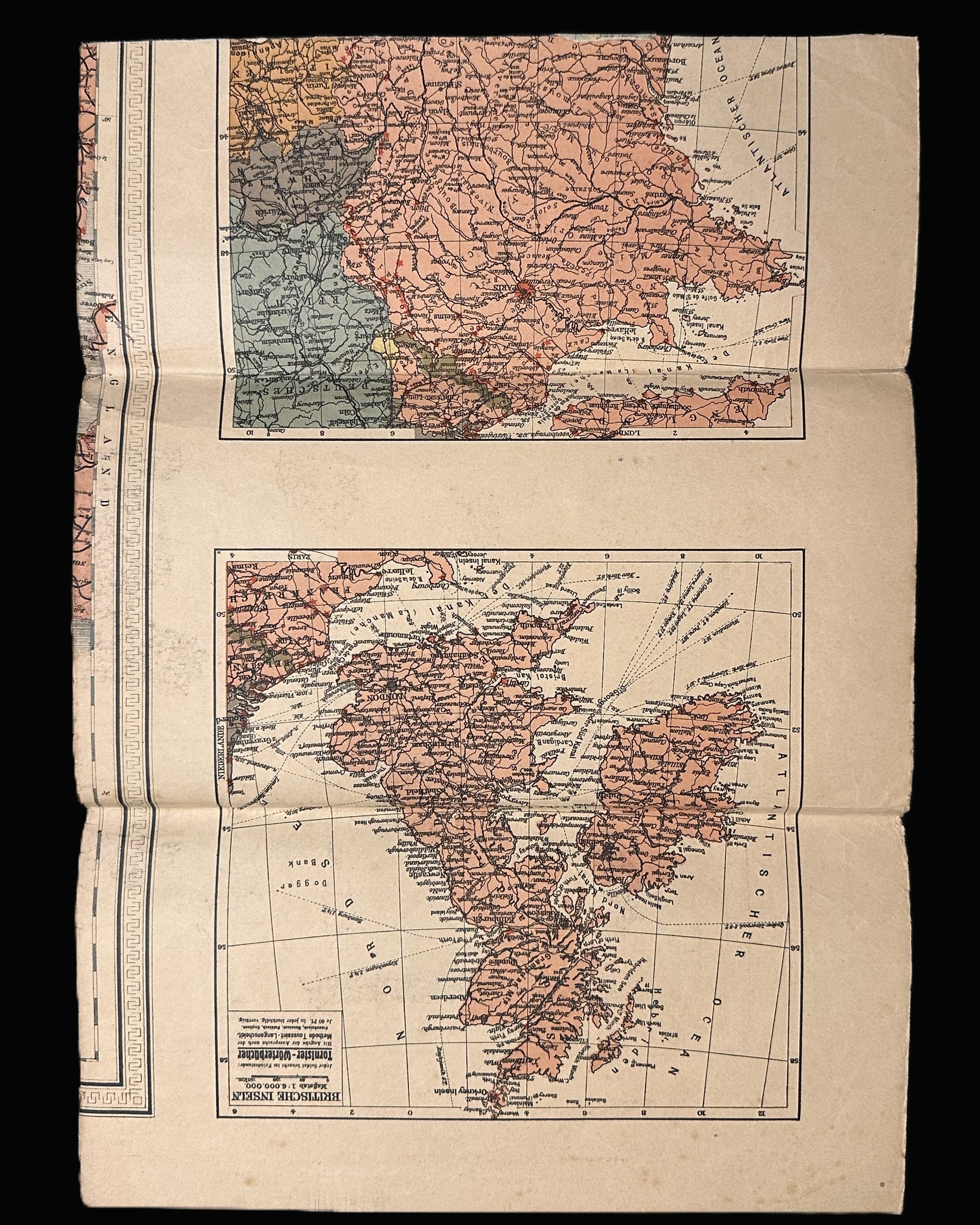 WWI German Kriegs-Karte von Mitteleuropa Folding War Map by Prof. W. Liebenow