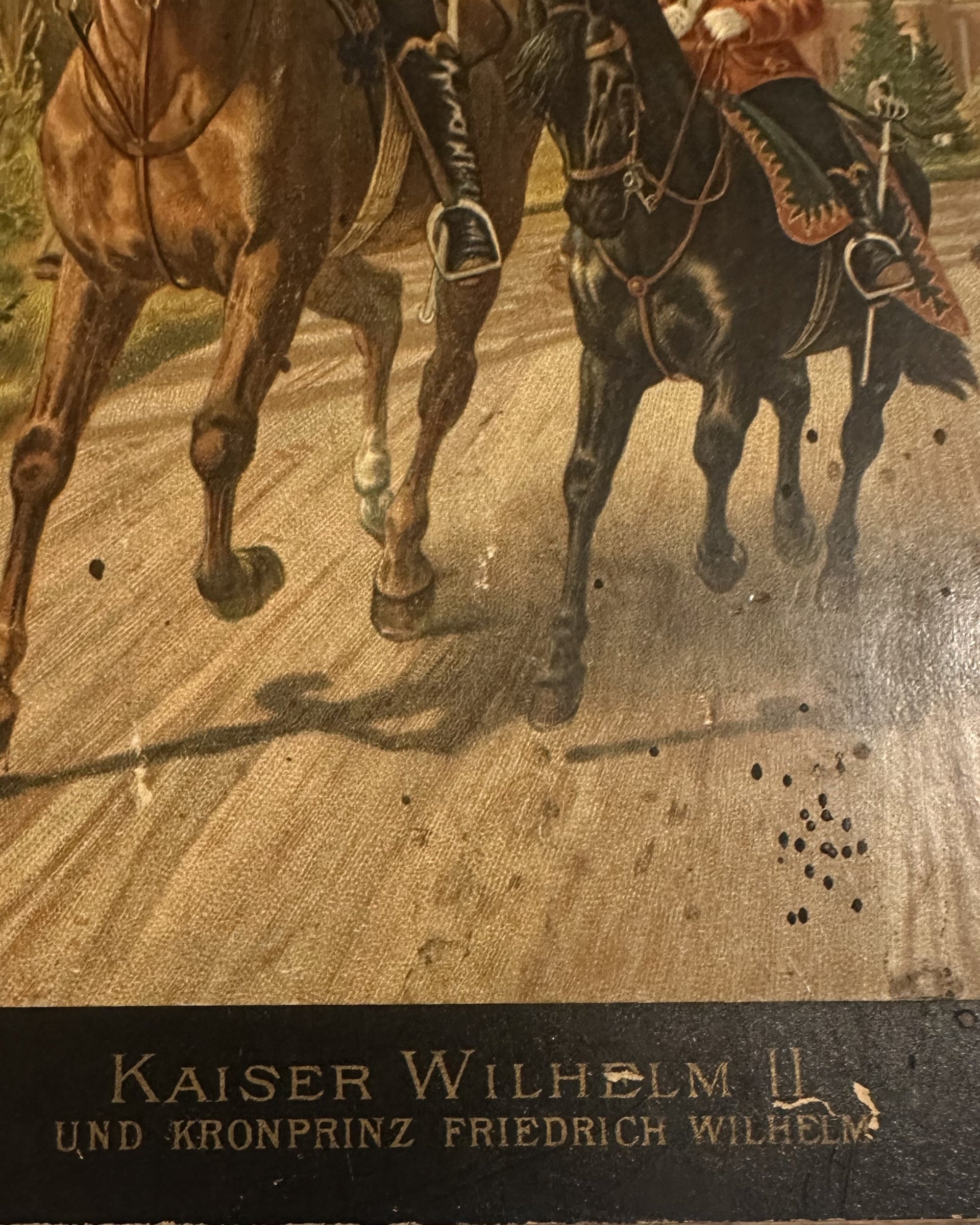 Imperial German Patriotic Card, Kaiser Wilhelm II and Crown Prince on Horse