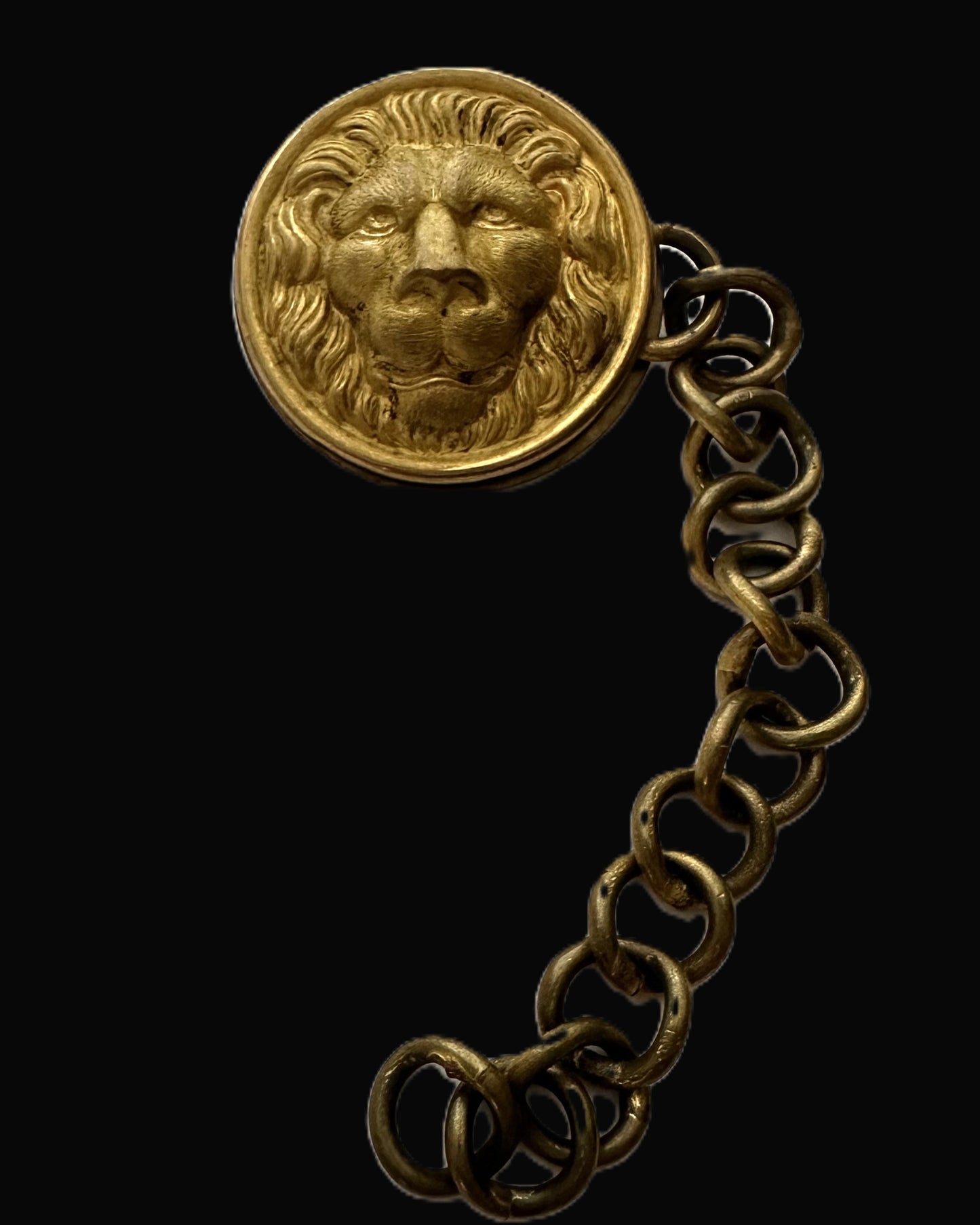 Lion-Head Chain-Linked Brass Buttons – Late 19th to Early 20th Century