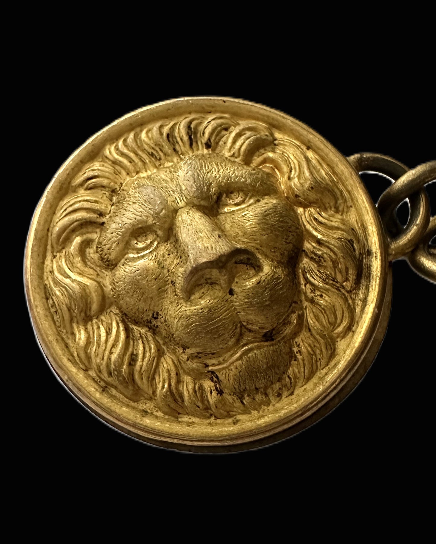 Lion-Head Chain-Linked Brass Buttons – Late 19th to Early 20th Century