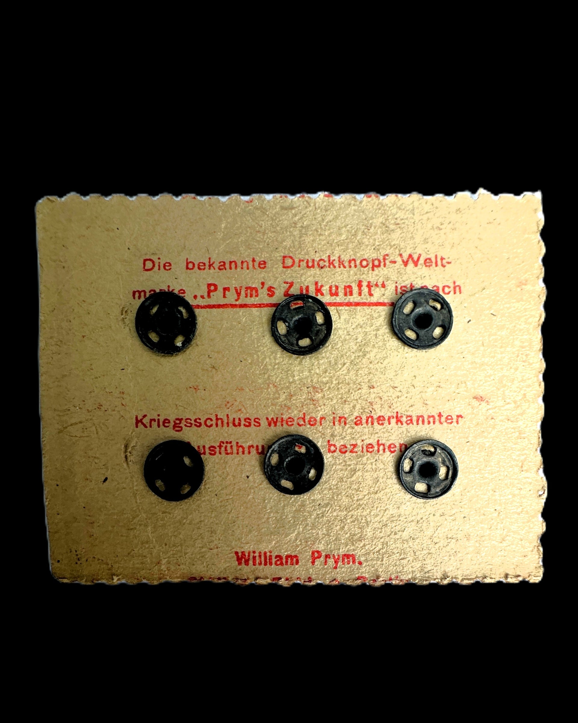 German Prym Strategen-Knopf Original Uniform Snap Button Card 6 Pairs NOS