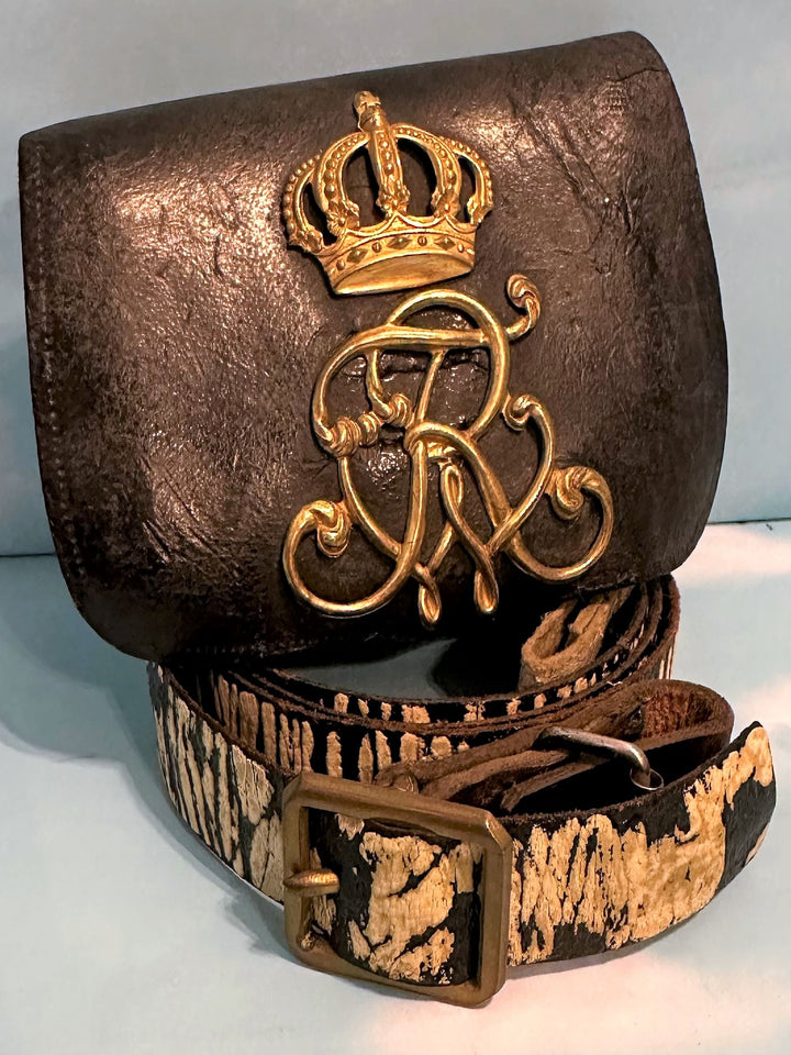 Prussian leather belt and cartridge box once worn by officers of the prestigious 1. Leib-Husaren-Regiment Nr 1 and 2. Leib-Husaren-Regiment Nr 2 - Derrittmeister Militaria Group