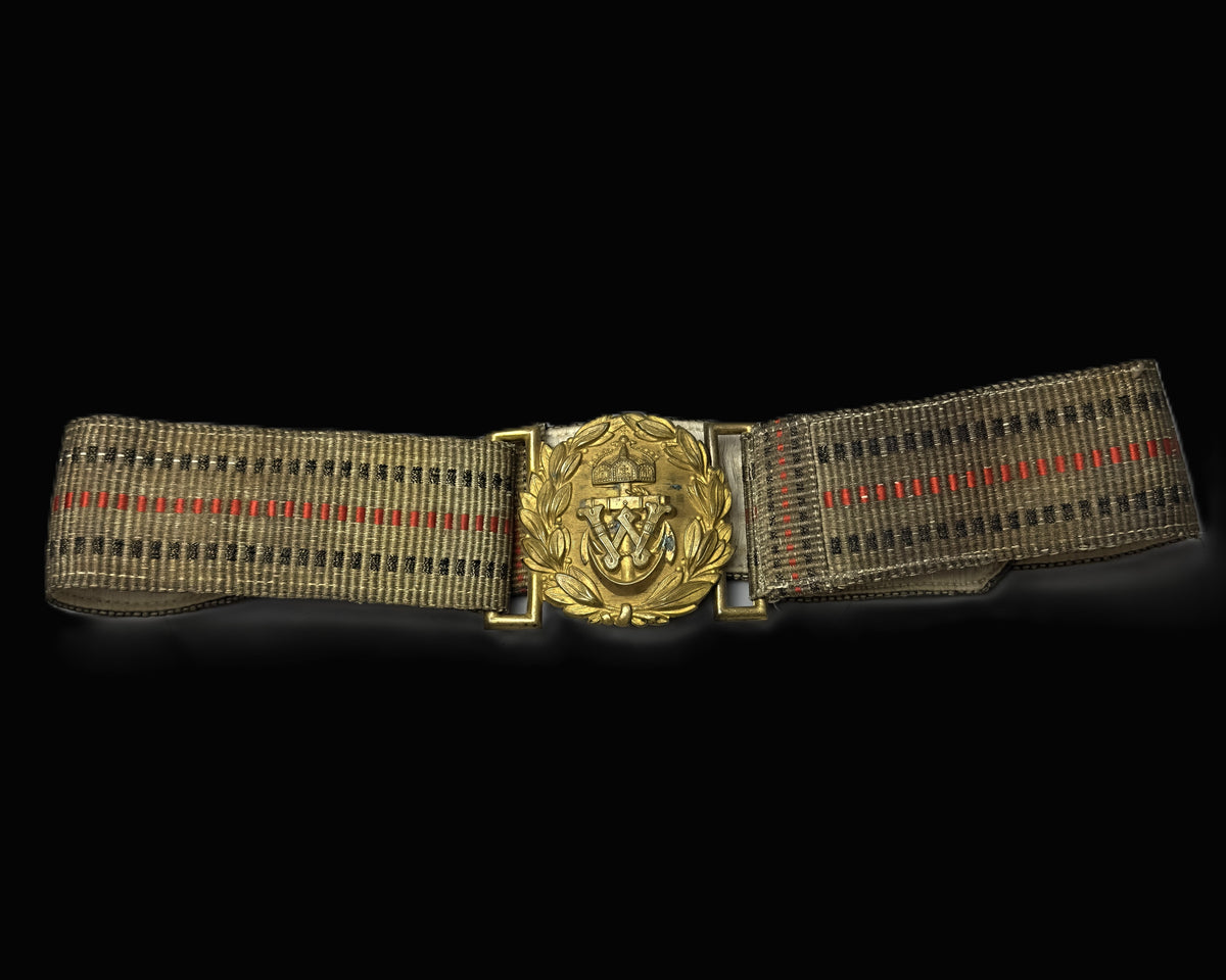 Imperial German Navy Officer Brocade Parade Belt with Wilhelm II Buckle