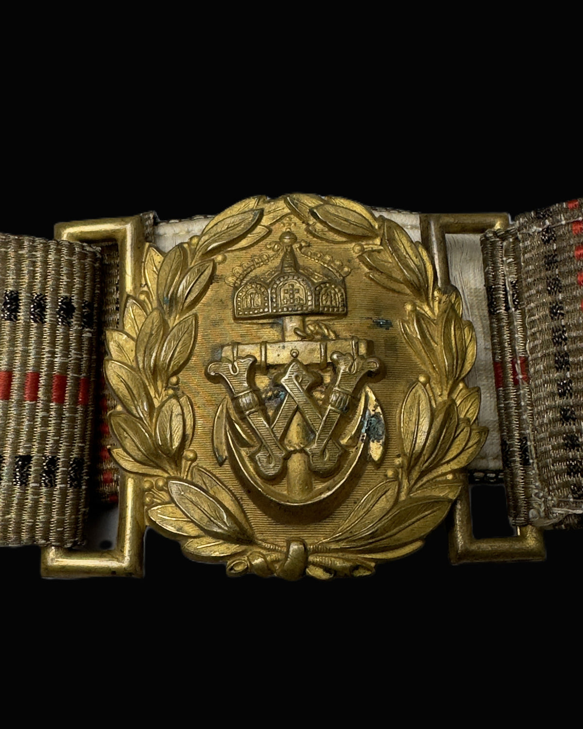 Imperial German Navy Officer Brocade Parade Belt with Wilhelm II Buckle