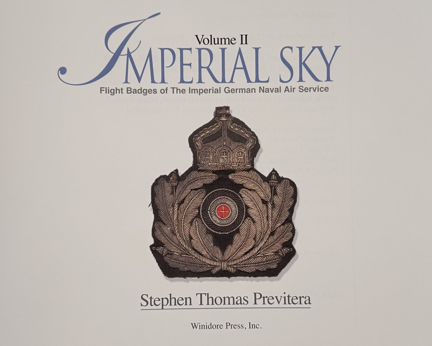 Imperial Sky: Flight Badges of The Imperial German Naval Air Service (Volume II)