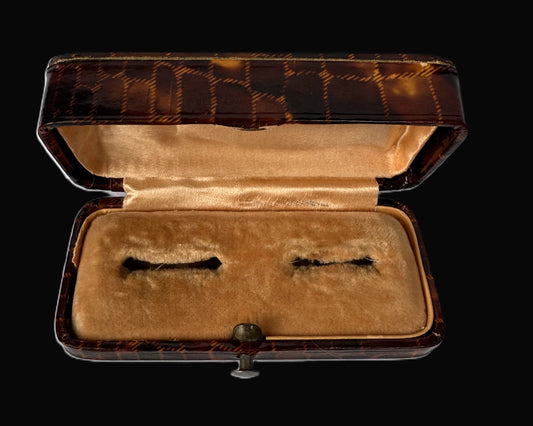 Vintage German Faux Tortoiseshell Double Ring Box – Velvet Interior