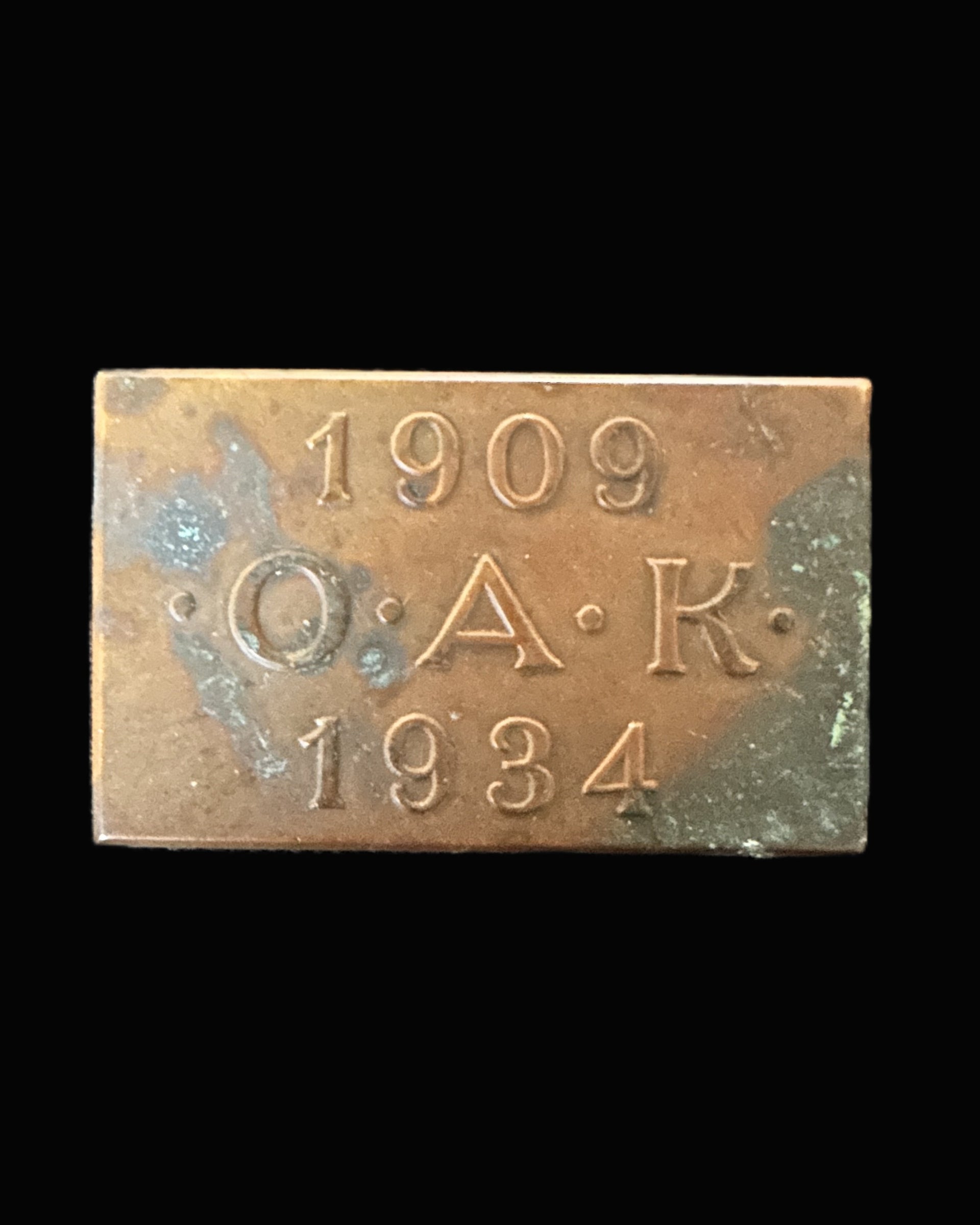 German Copper Commemorative Badge – O.A.K. 1909–1934