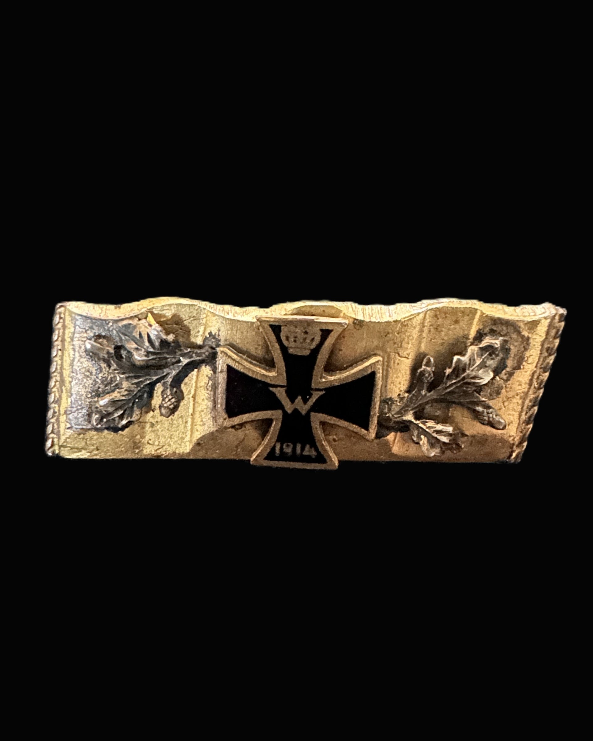 WWI German Patriotic Brooch with Iron Cross and Oak Leaves, 1914