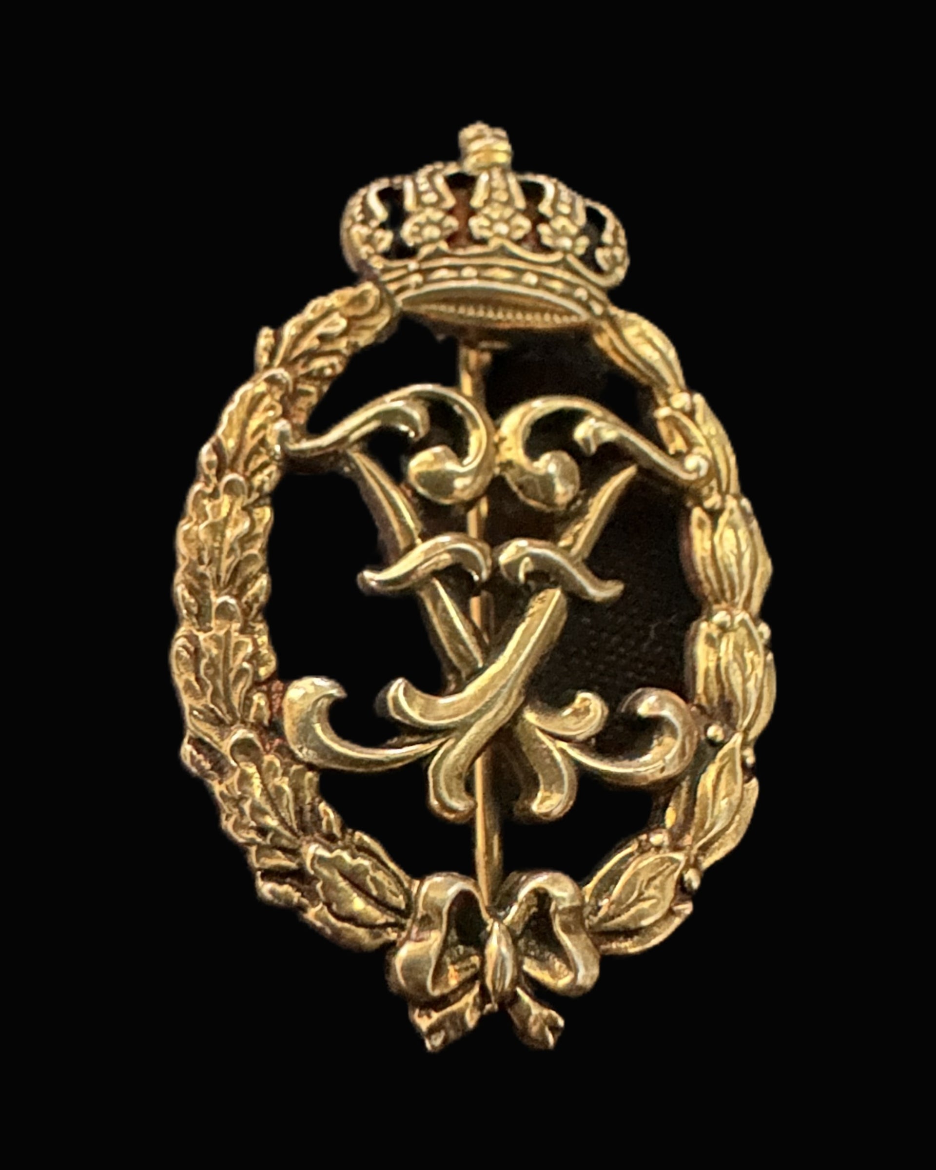Bavarian Officer’s Gold-Gilt Monogram Stickpin with Crowned Cypher
