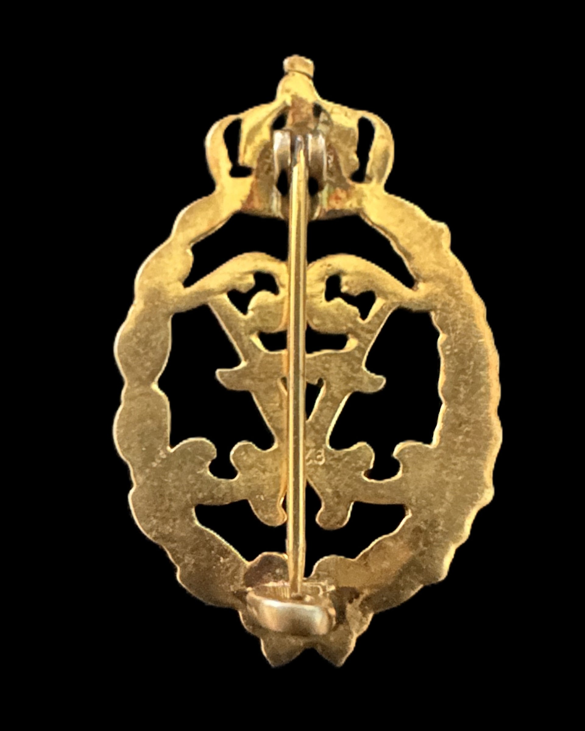 Bavarian Officer’s Gold-Gilt Monogram Stickpin with Crowned Cypher