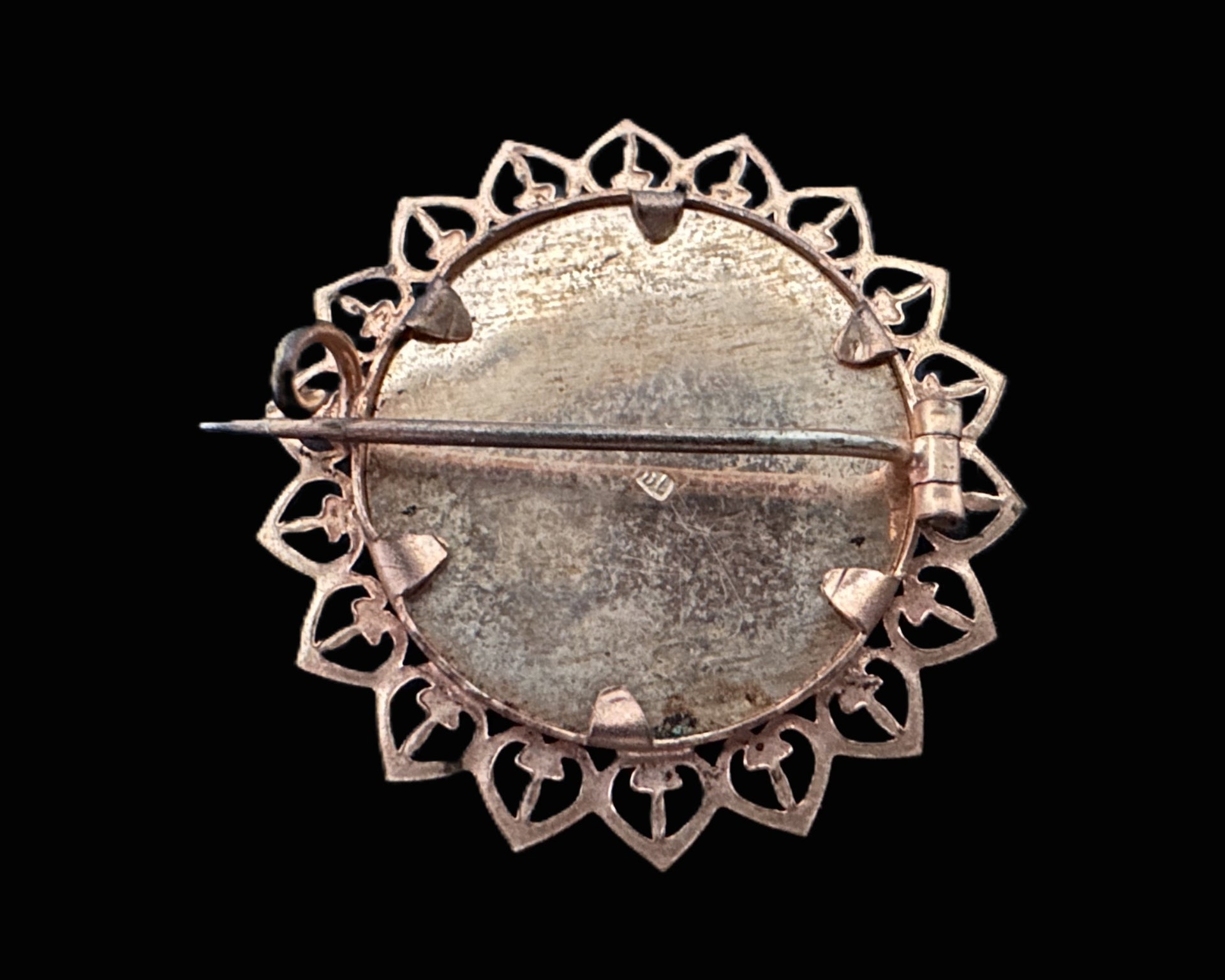German Imperial Era Soldier's Portrait Brooch in Ornate Filigree Setting