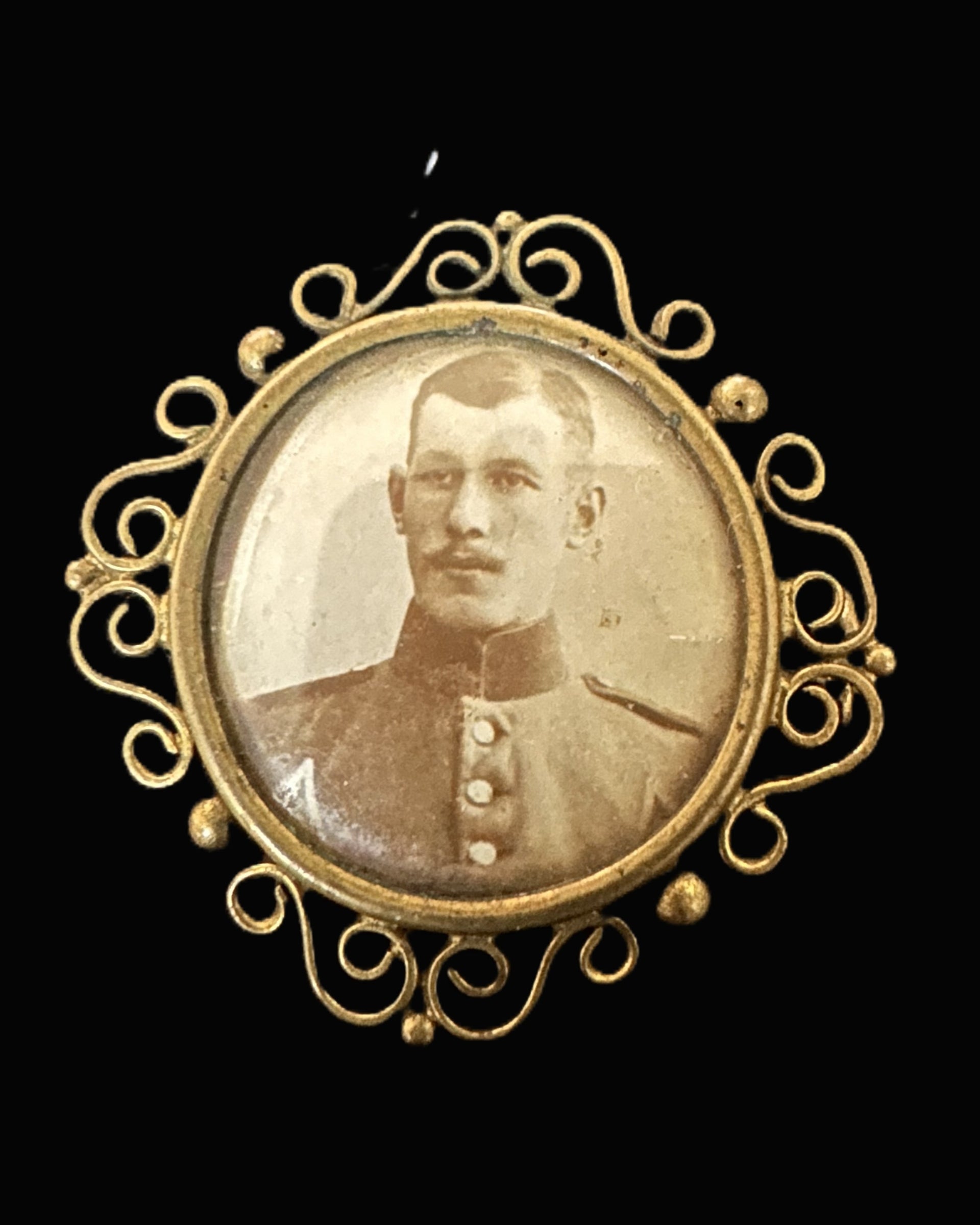 Imperial German Soldier Portrait Pin Pendant, c. 1900–1914