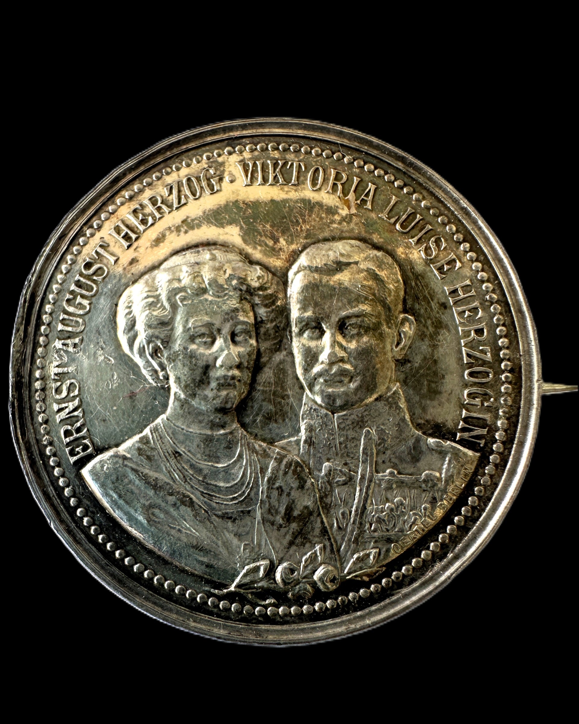Imperial German Brunswick 1913 Ernst August Viktoria Luise Silver Brooch