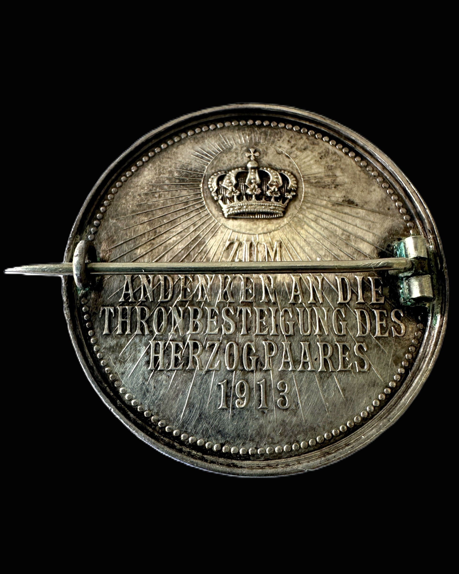 Imperial German Brunswick 1913 Ernst August Viktoria Luise Silver Brooch