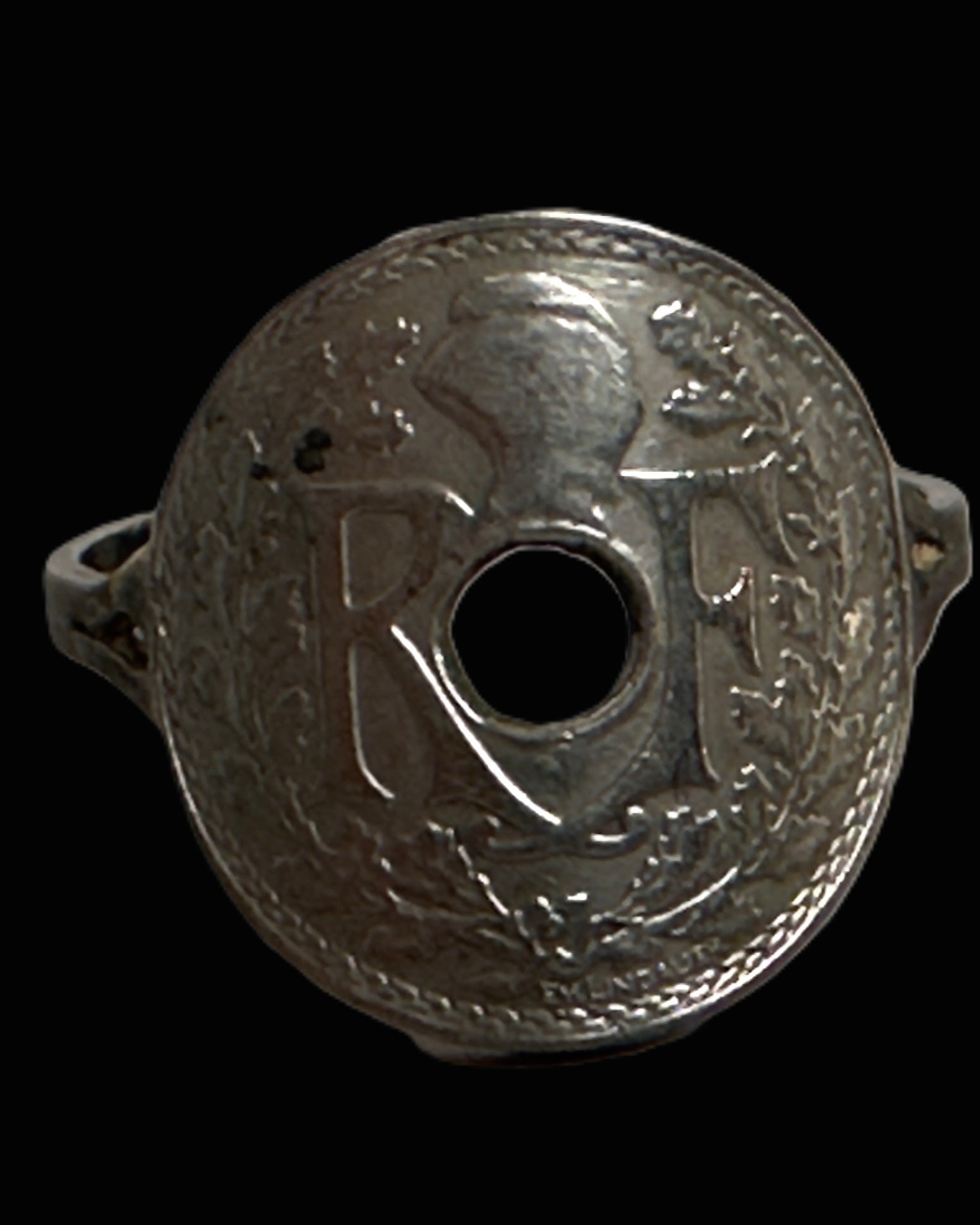 French 1914 Lindauer 5 Centimes Coin Ring, Size 7.5