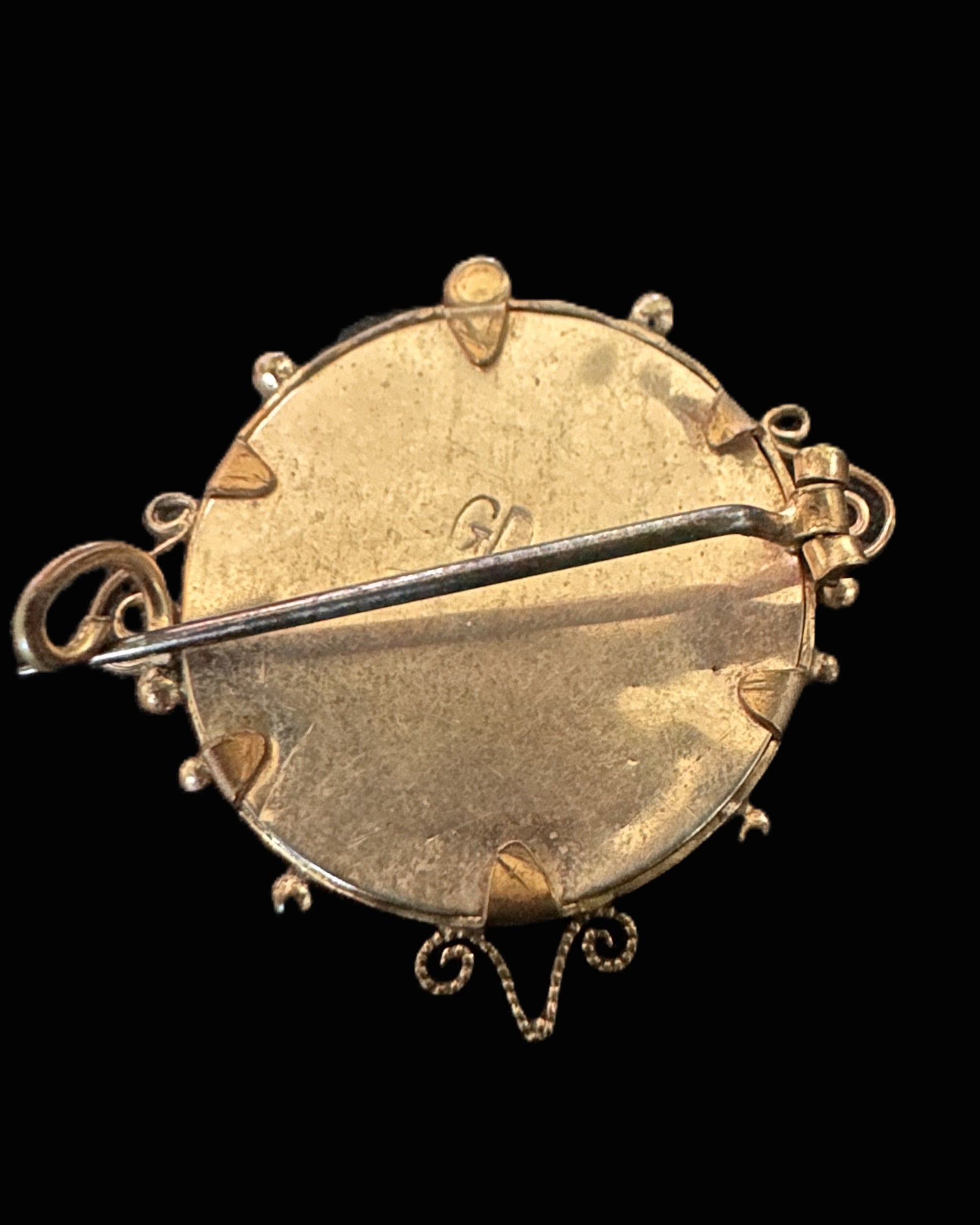 Imperial German Officer Portrait Brooch with Gilded Filigree Frame