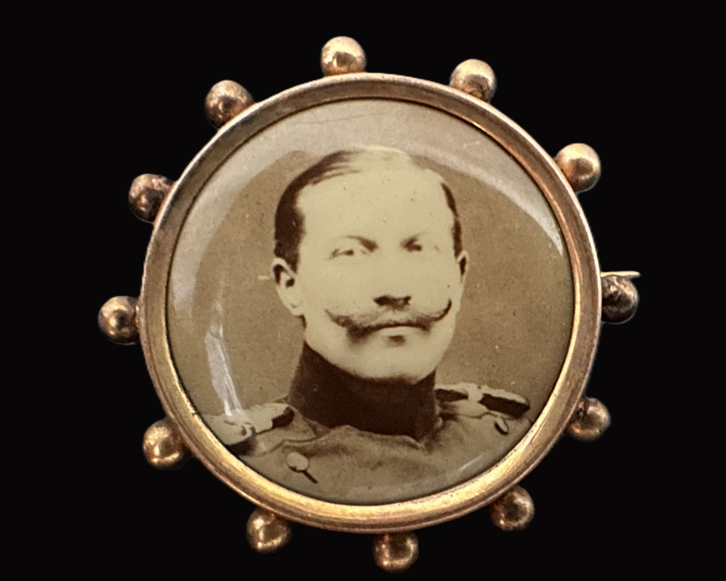 Imperial German Portrait Brooch – Officer in Uniform