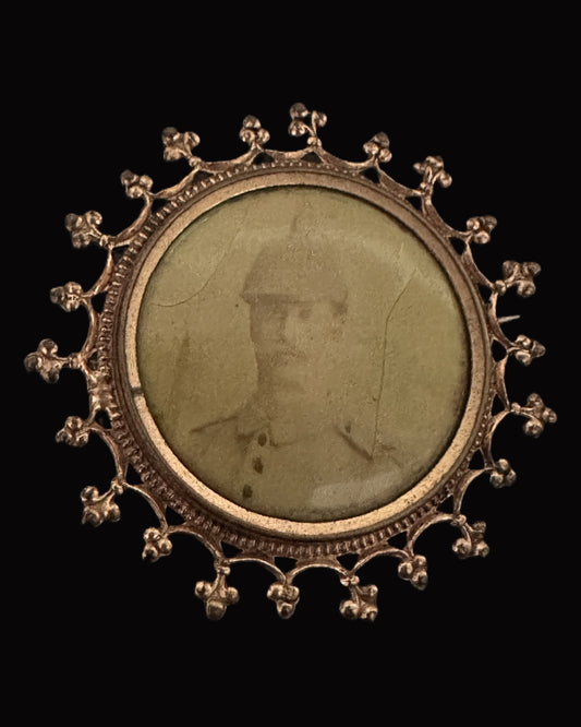 Antique Framed Portrait Brooch of a German WWI Soldier