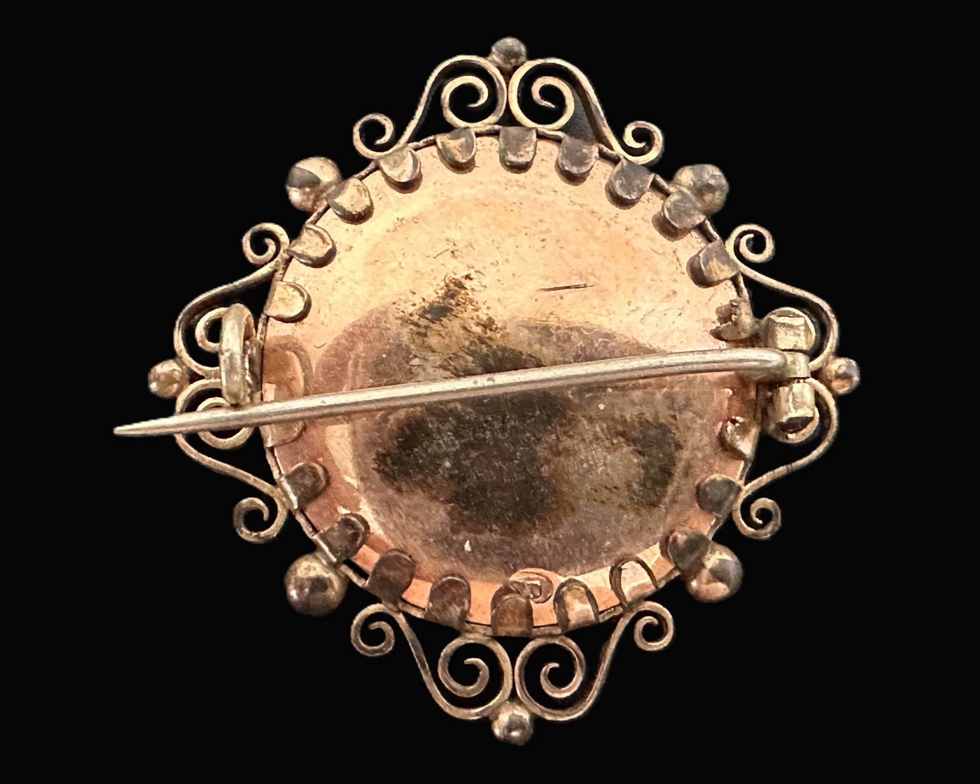 Imperial German Officer Portrait Brooch – Gilded Filigree Setting