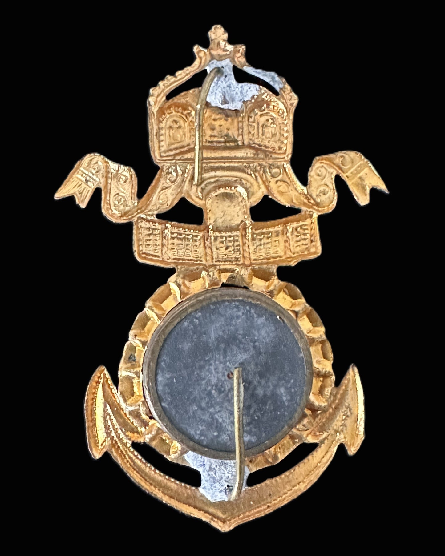 Royal Navy Officer’s Compass Brooch – Gilded Brass with Functional Compass