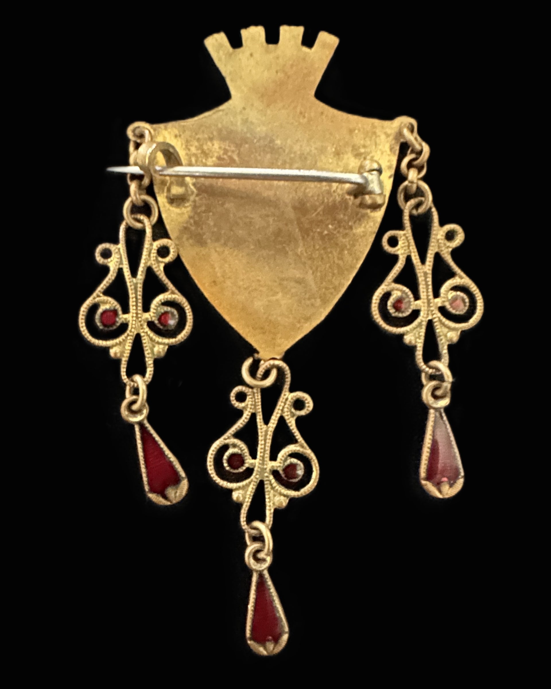 Imperial German Gilt &amp; Enamel Heraldic Brooch with Crown and Eagle Device