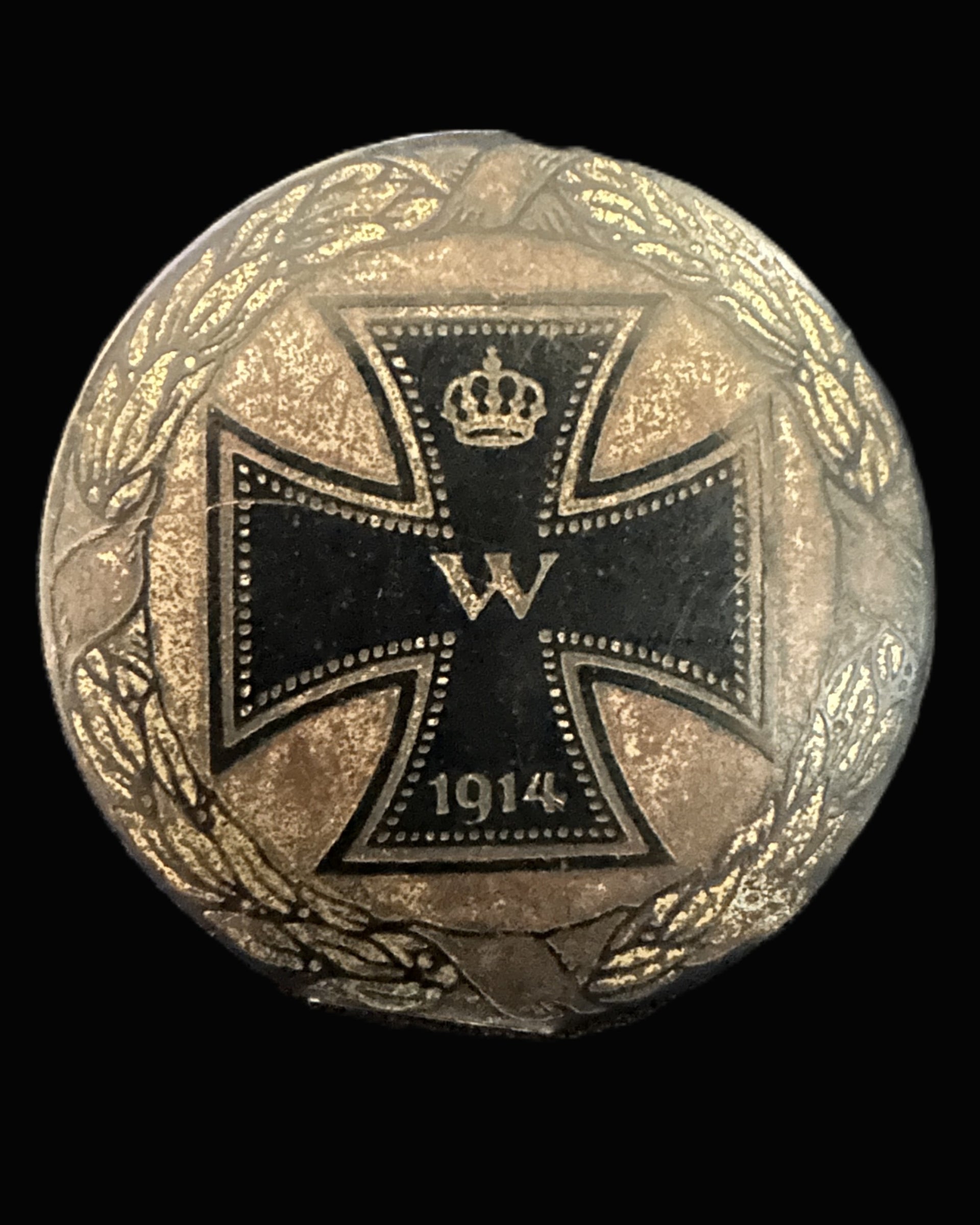 Imperial German Iron Cross 1914 Miniature Pin with Wreath