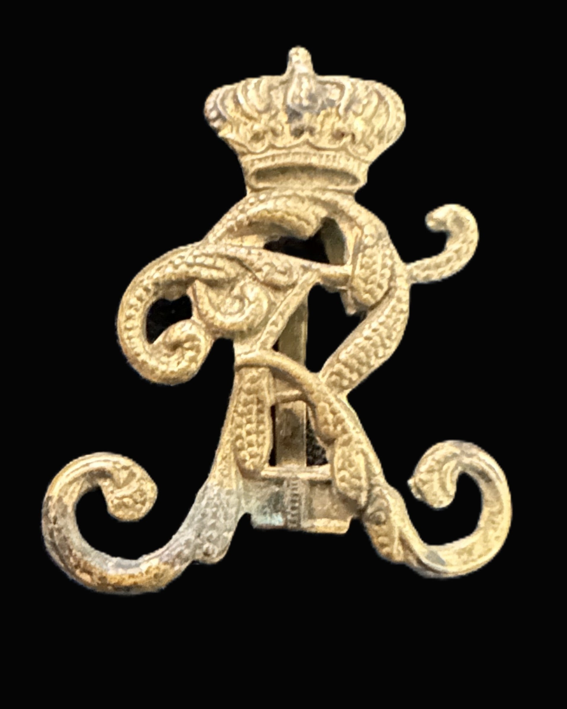Prussian Officer’s Gilt “FR” Monogram Device with Crown – Guard Regiments