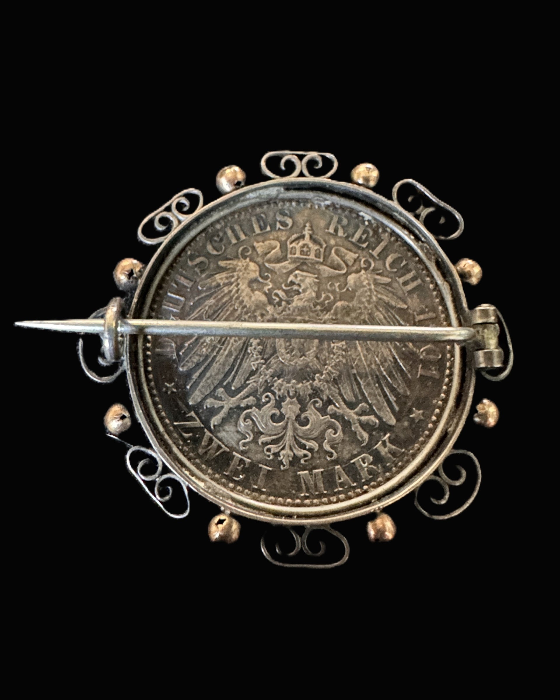 1901 Prussian Two-Mark Brooch Kaiser Wilhelm II & Augusta Viktoria