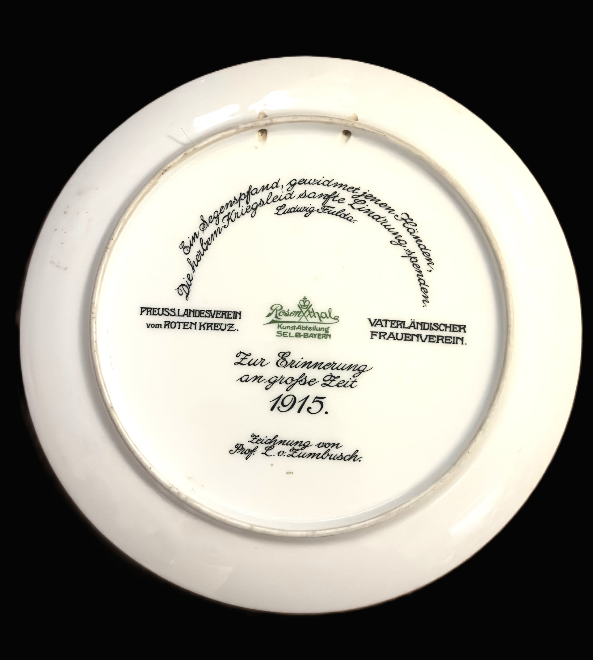 Rosenthal 1915 Red Cross Charity Plate Zumbusch Putto German Austrian Arms WWI