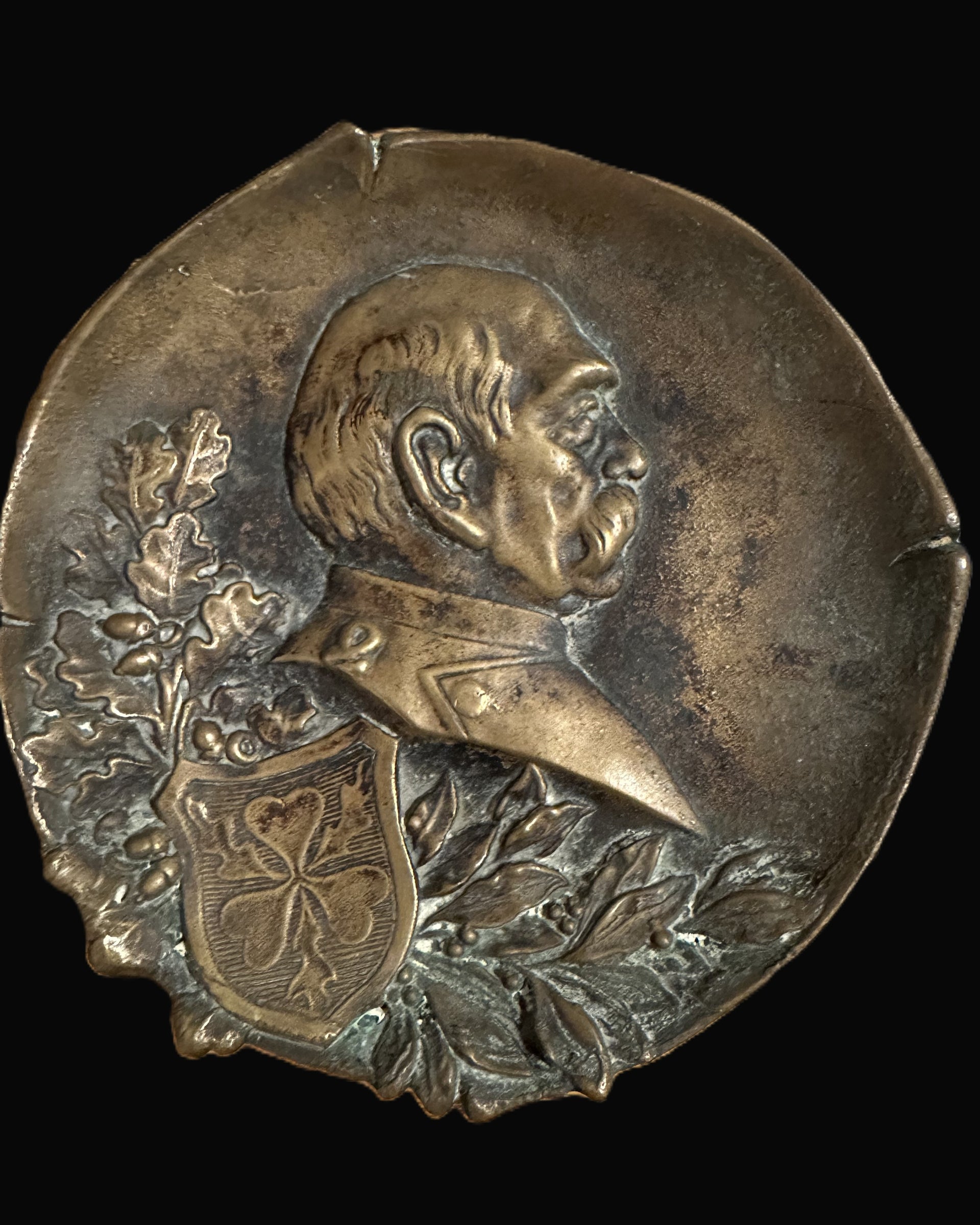 Imperial German Bismarck Portrait Bronze Dish Cast Iron Back c.1890 Original