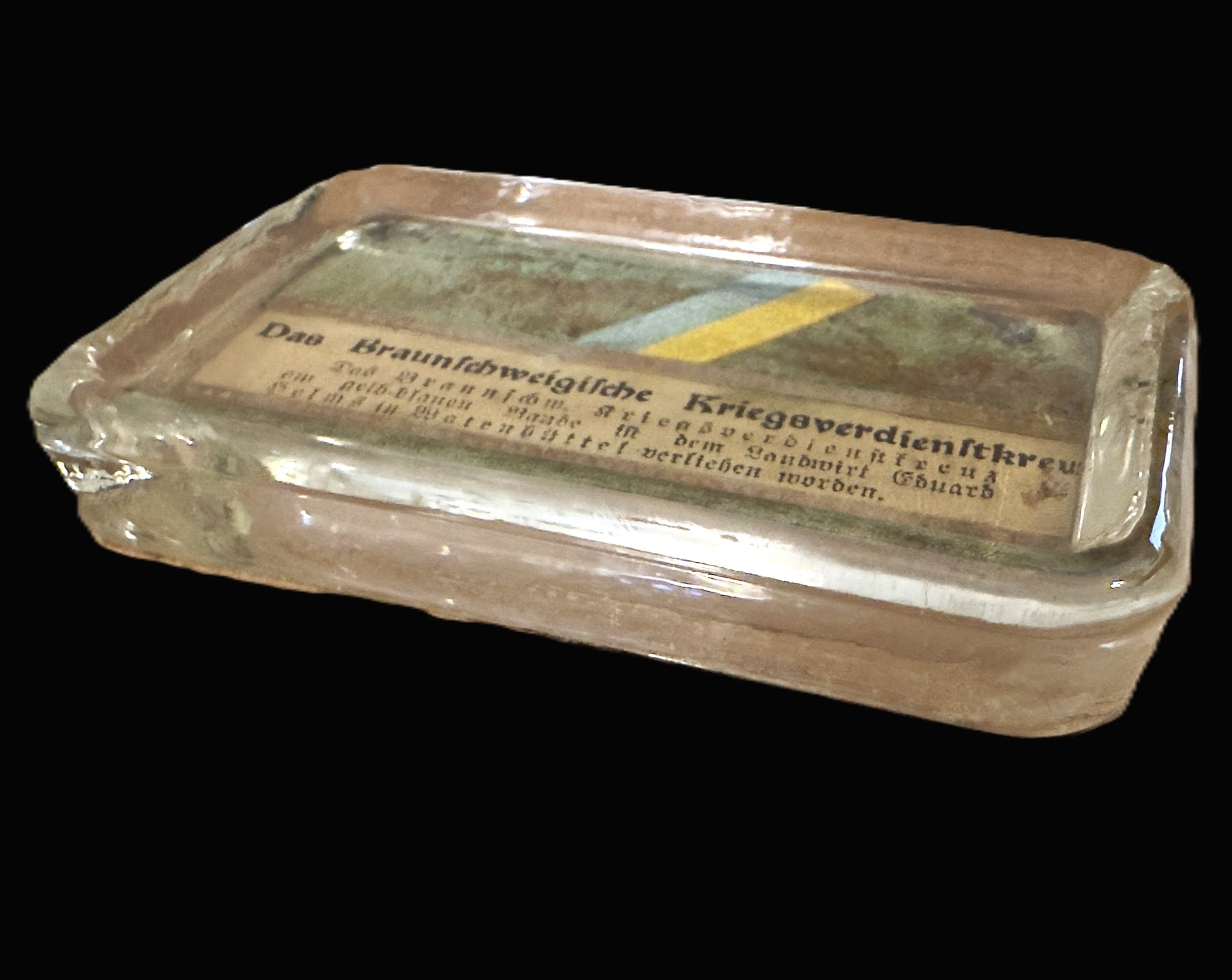 Braunschweig War Merit Cross Award Paperweight Named Ribbon Watenbuttel WWI