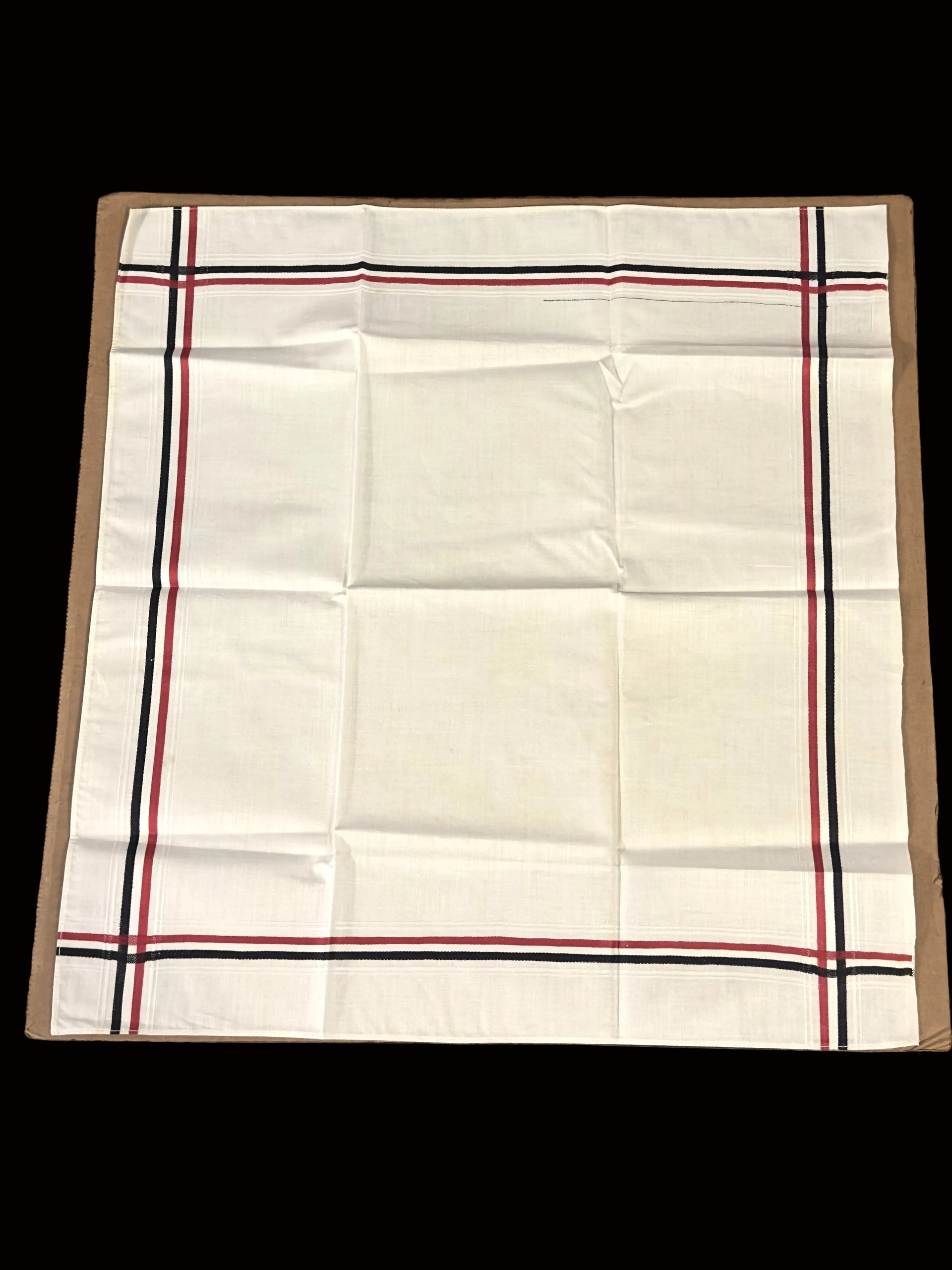 Period Cotton Handkerchief Black White Red Woven Border Imperial German Colors
