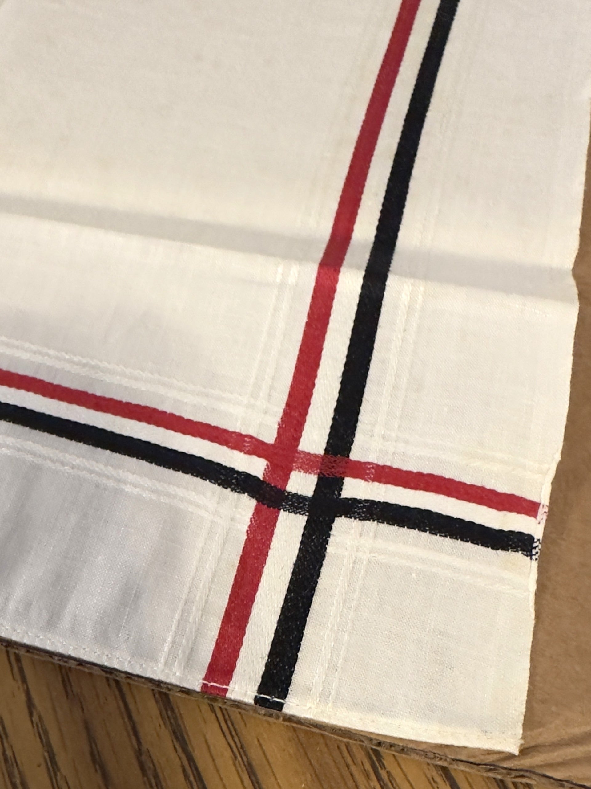 Period Cotton Handkerchief Black White Red Woven Border Imperial German Colors