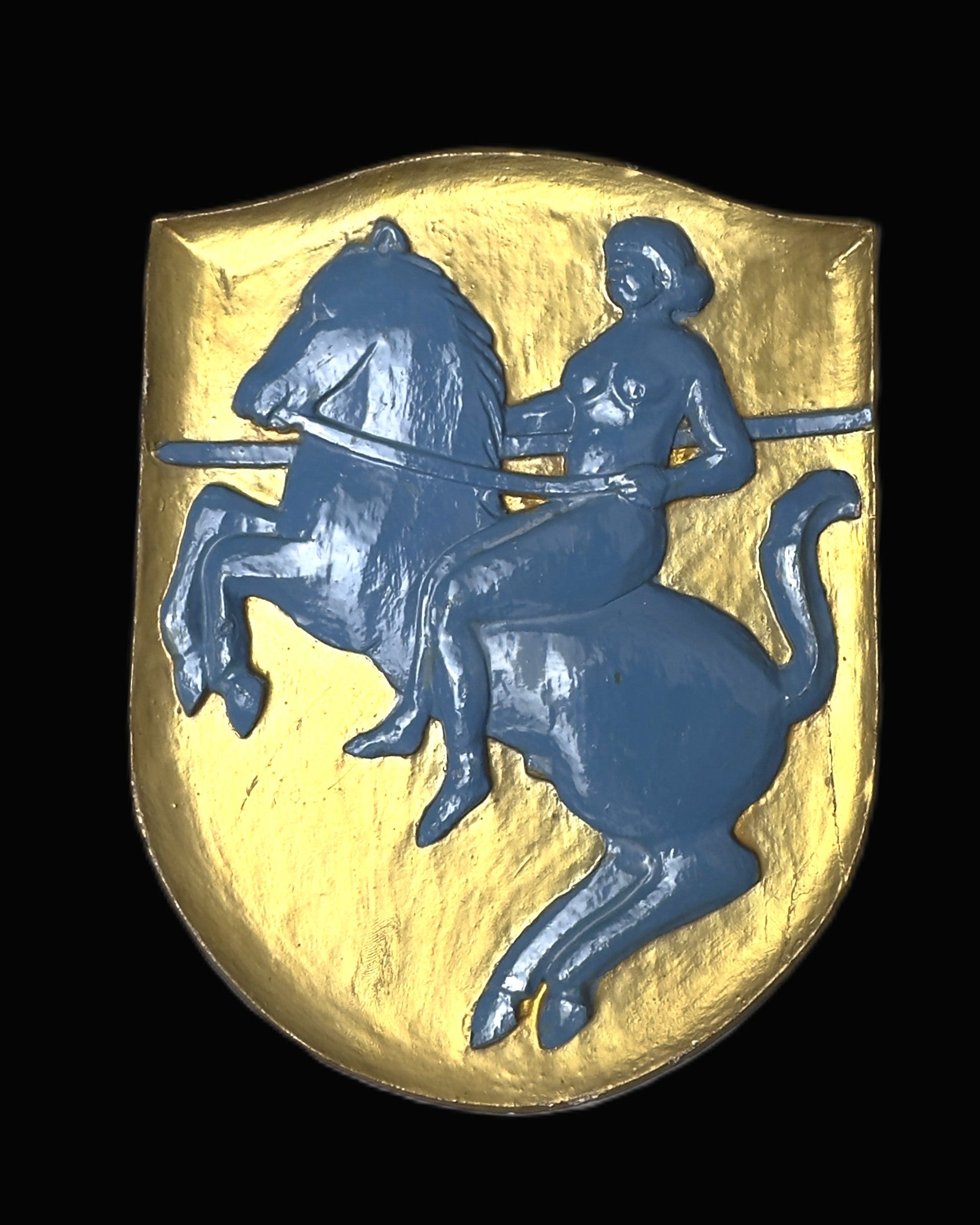 Lady Godiva Style Carved Wood Equestrian Wall Plaque
