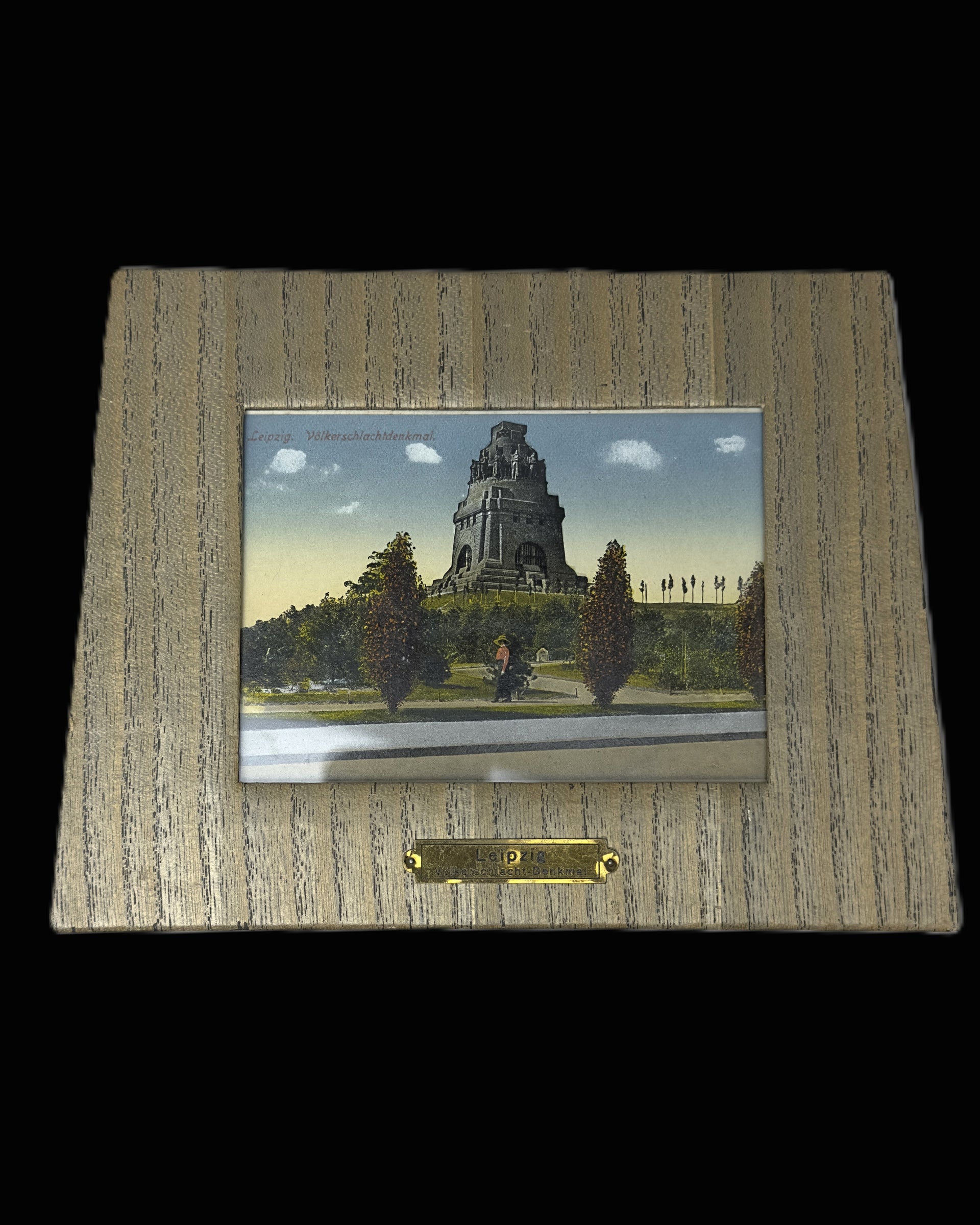 Leipzig Völkerschlachtdenkmal Framed Souvenir Plaque, Early 20th Century