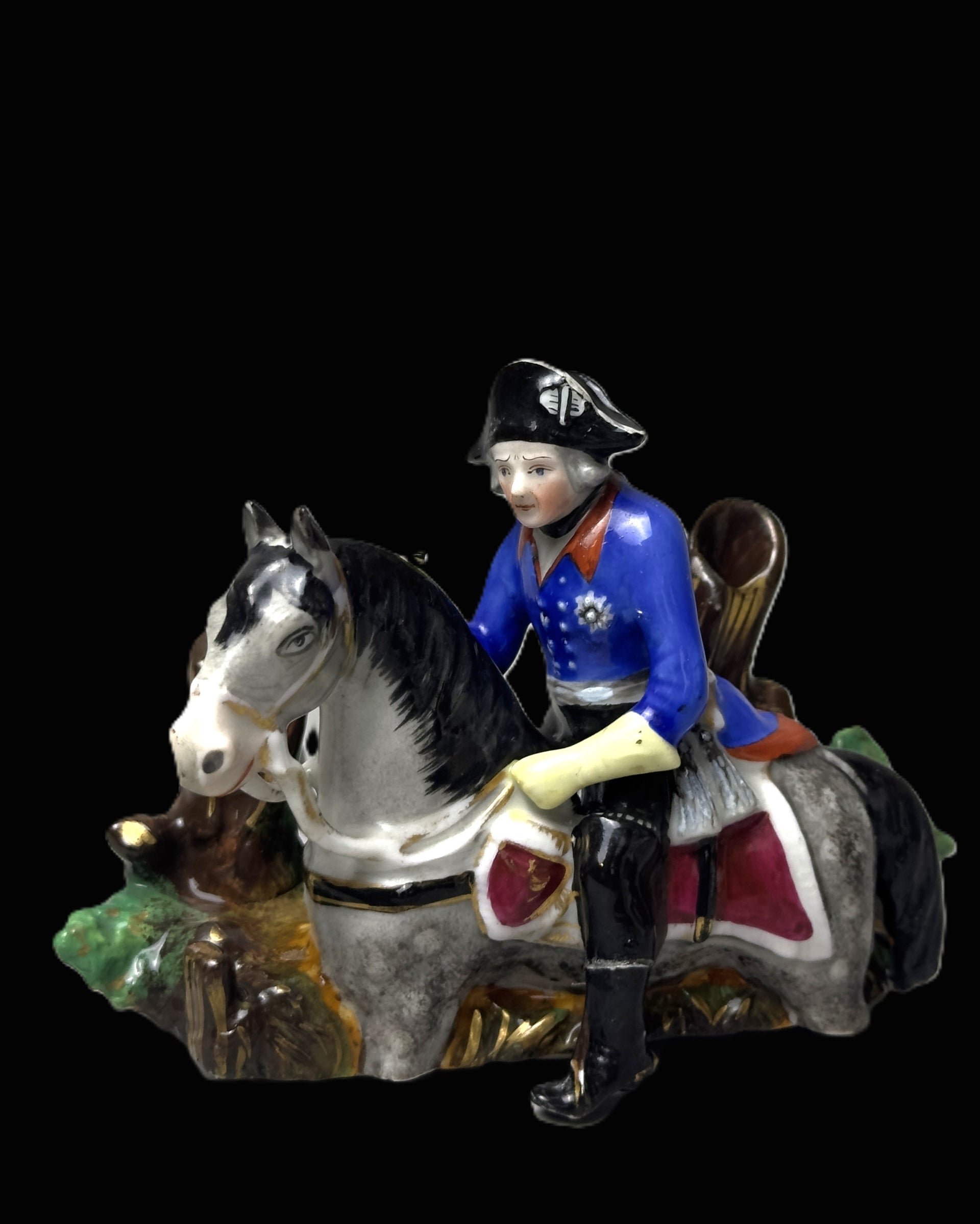 Antique Frederick the Great Prussian Equestrian Porcelain Figure