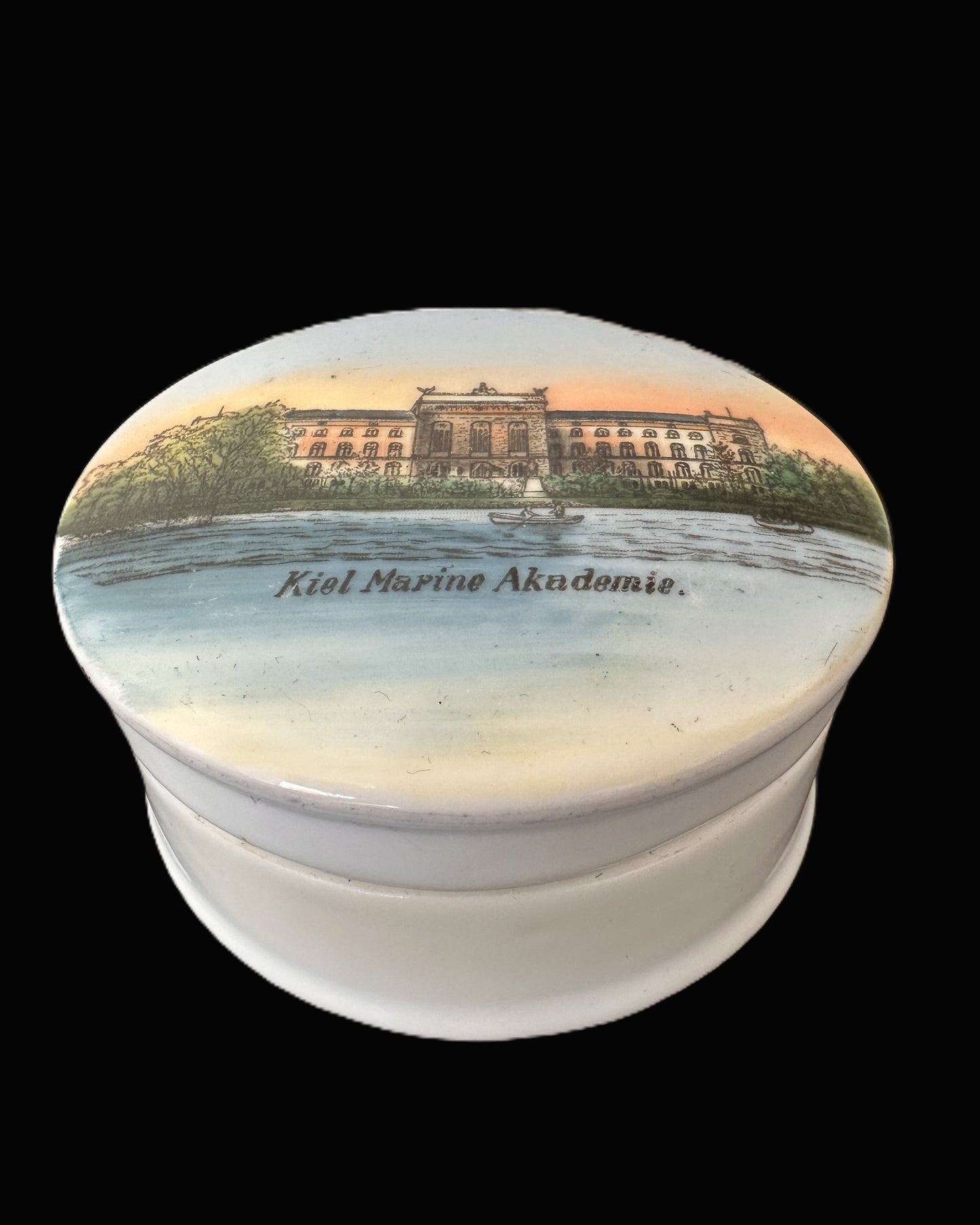 Porcelain Trinket Box Depicting the Kiel Marine Akademie