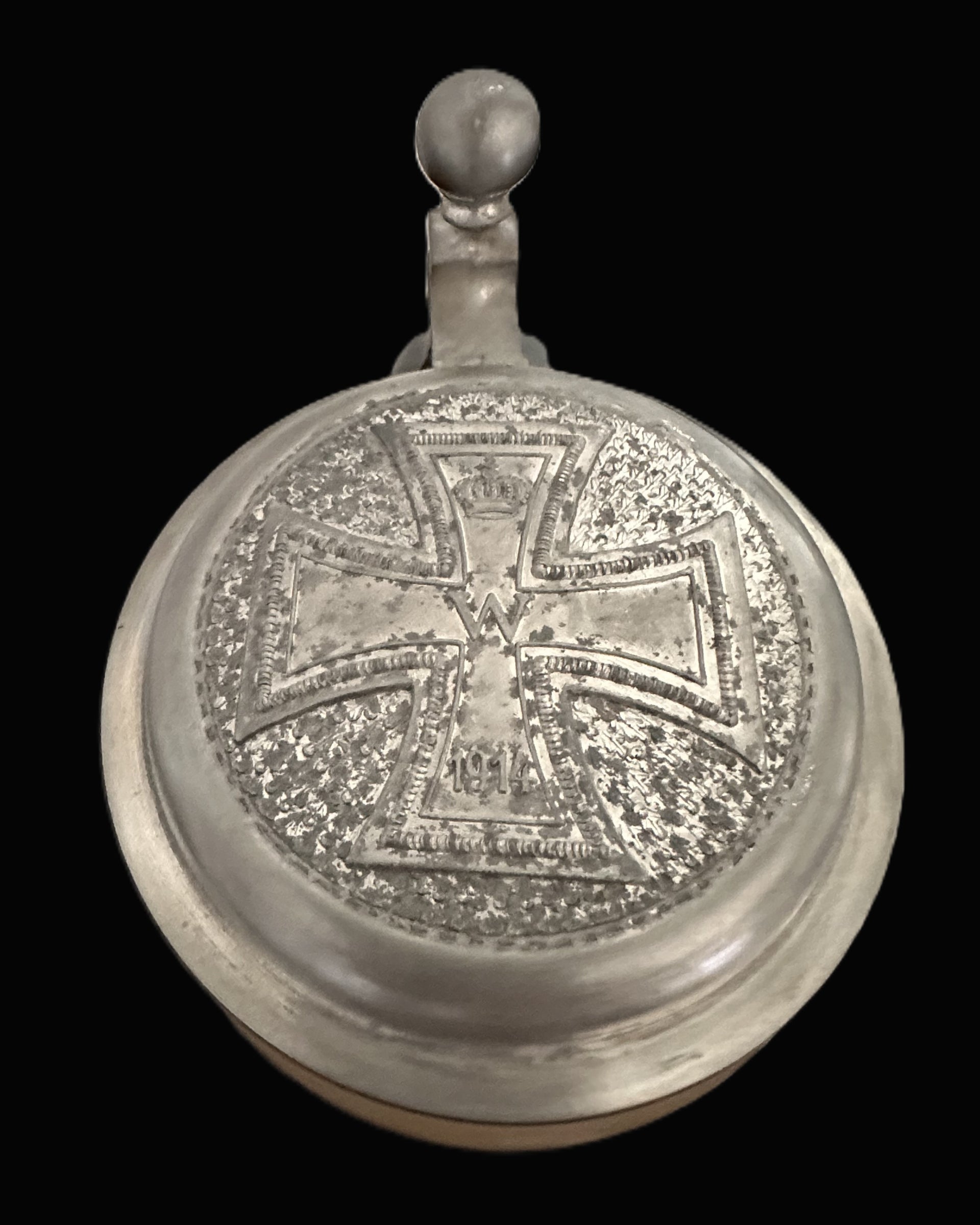 Early 20th Century German Beer Stein with Iron Cross Lid
