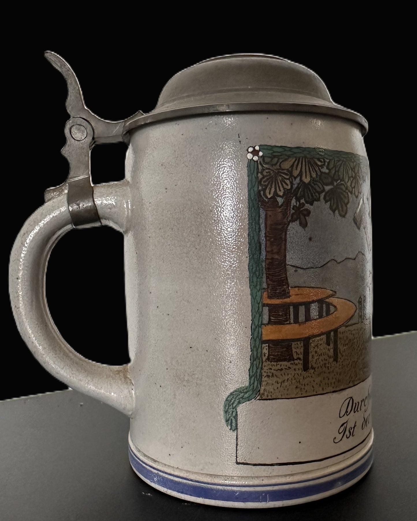 Imperial German Biedermeier Beer Stein with Pewter Lid – A Charming 19th Century Example