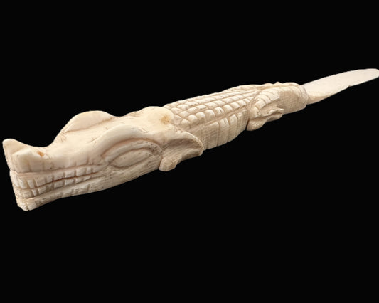 Antique Carved Crocodile Letter Opener – Imperial Colonial Era