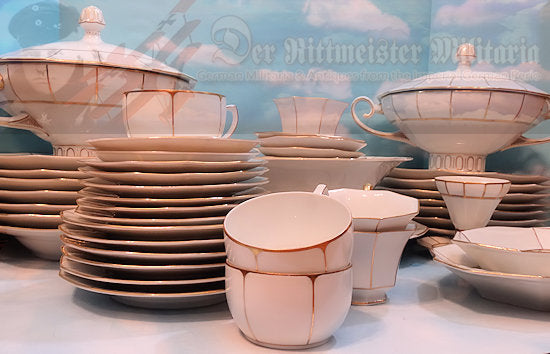 RARE GERMAN TABLEWARE DINING SET – Exquisite 22K Gold Trimmed Porcelain - Derrittmeister Militaria Group